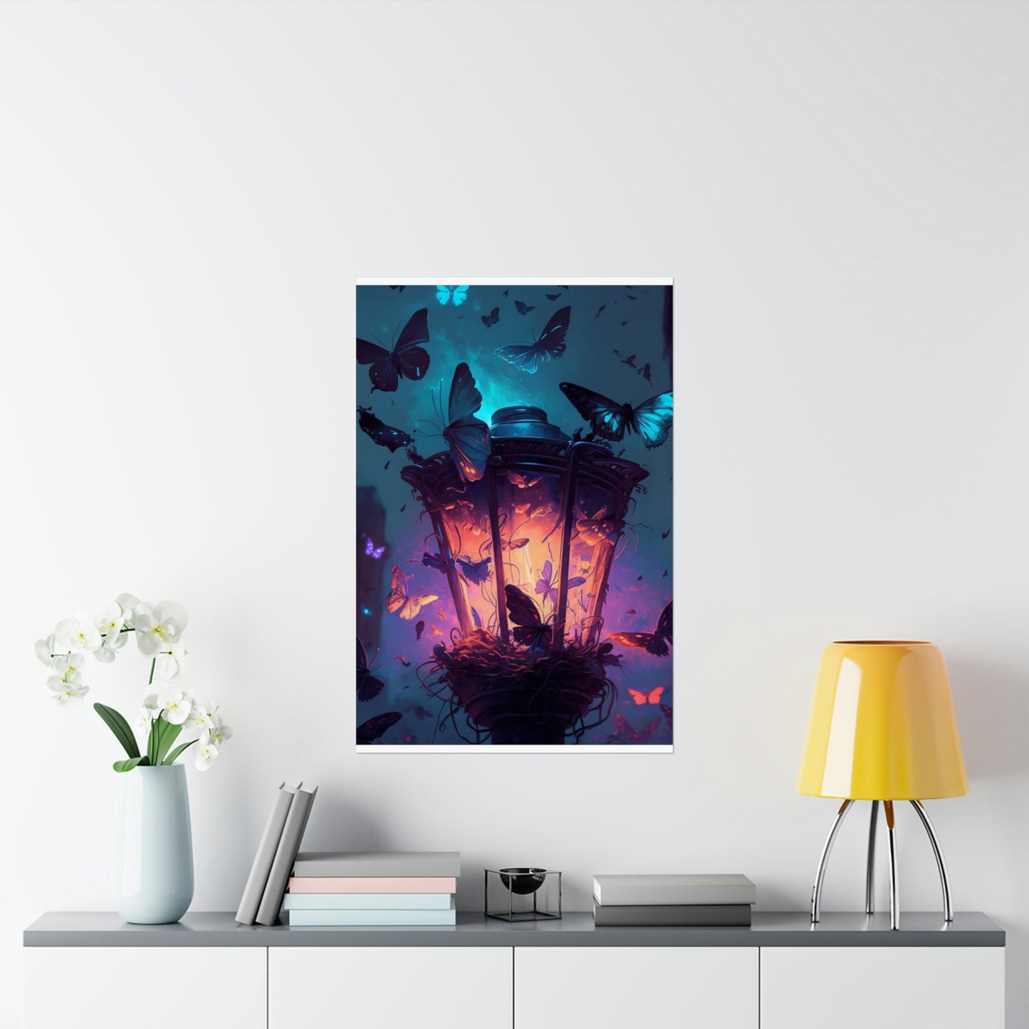 Premium Matte Vertical Posters Street Light Butterfly 3