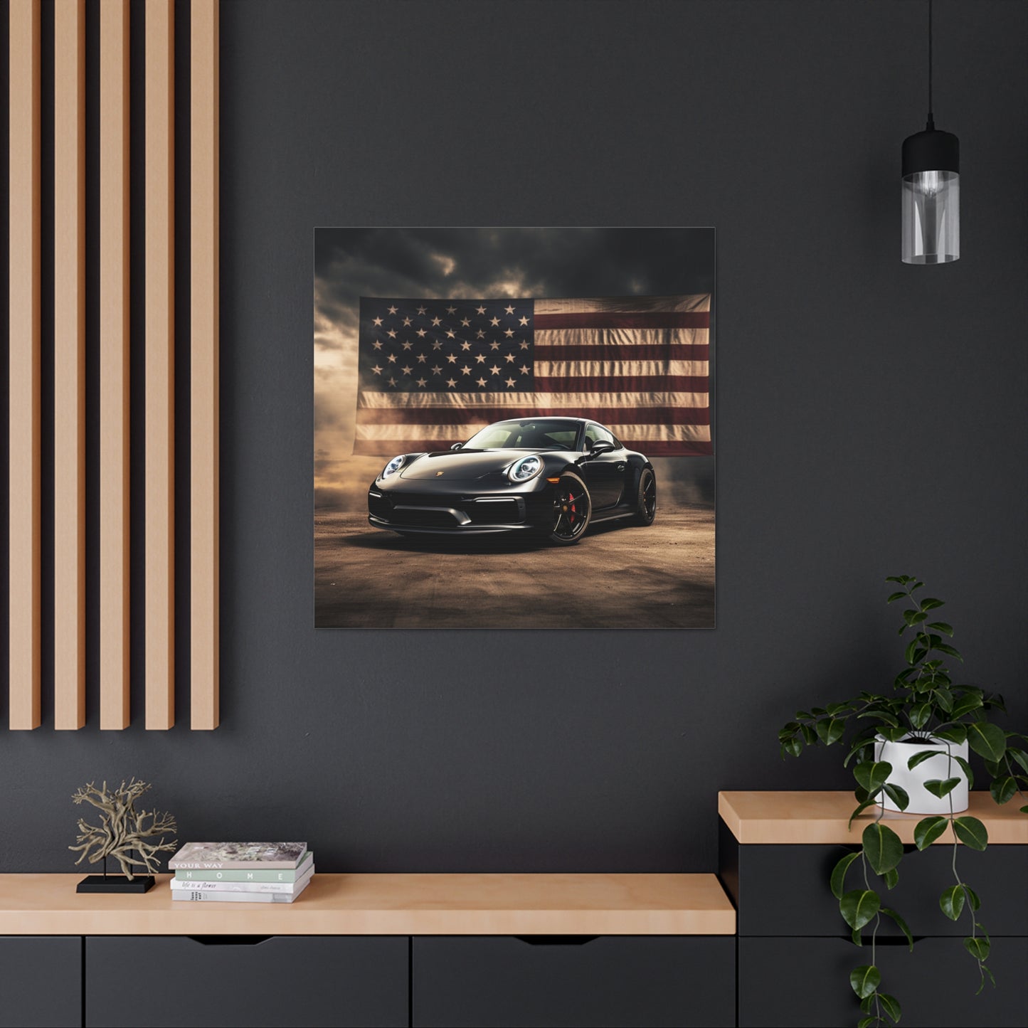 Canvas Gallery Wraps American Flag Background Porsche 4