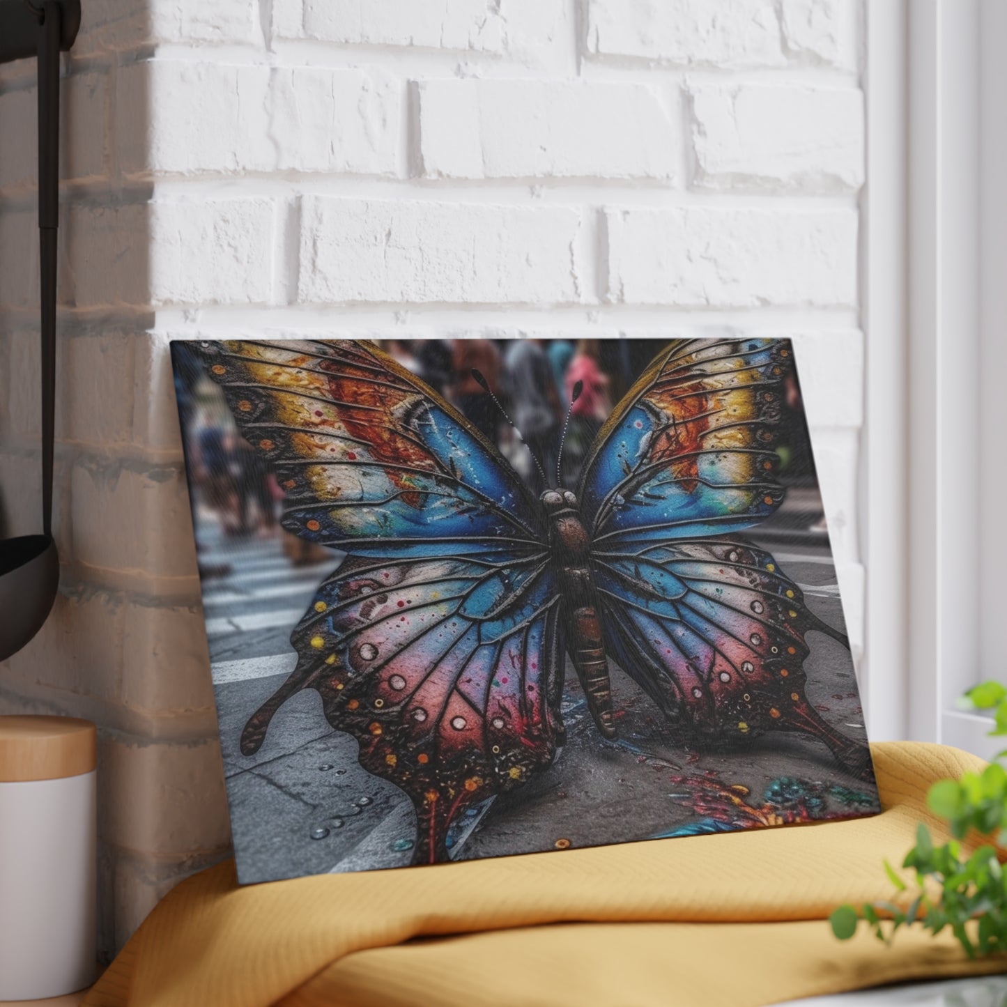 Glass Cutting Board Liquid Street Butterfly 4