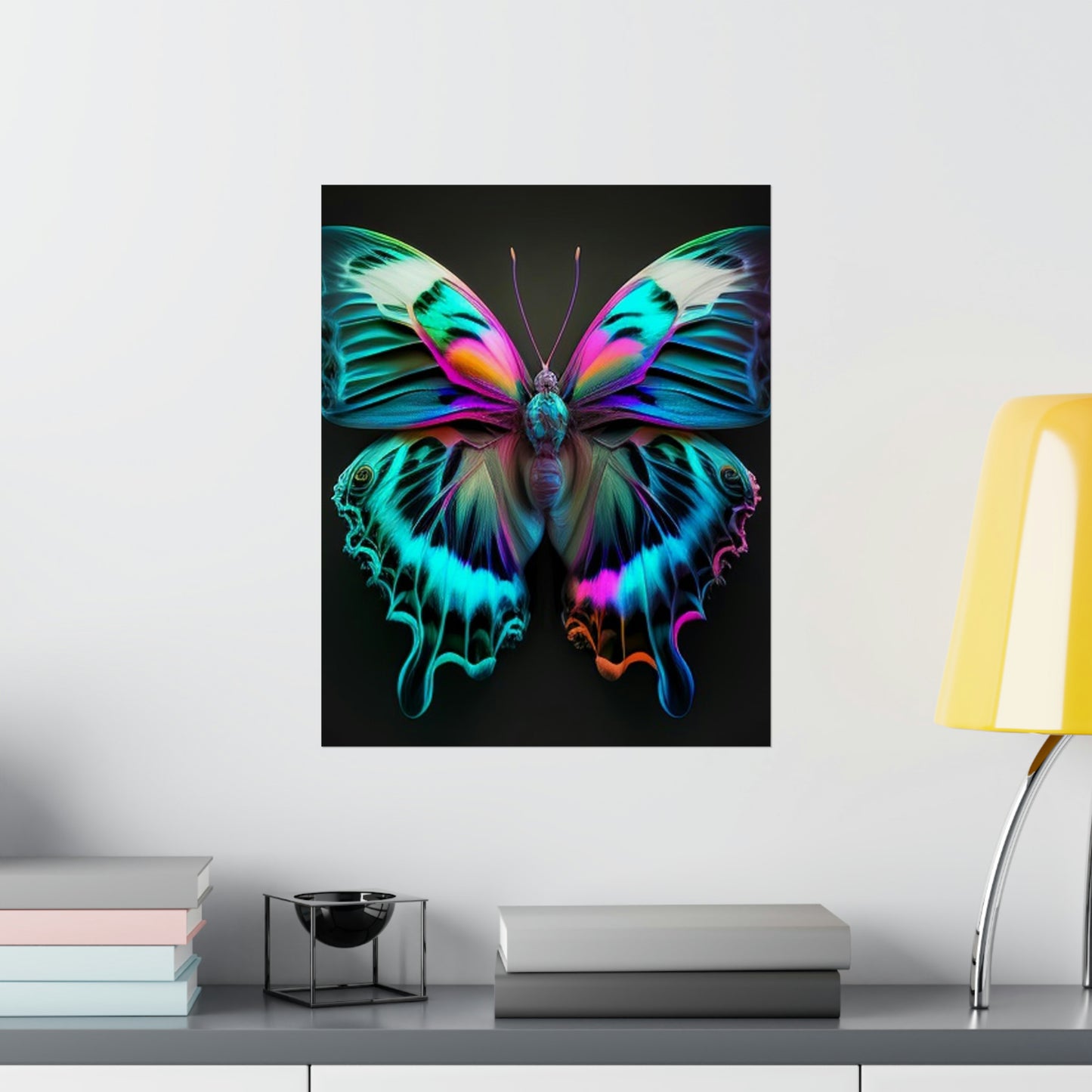 Premium Matte Vertical Posters Neon Butterfly Fusion 4