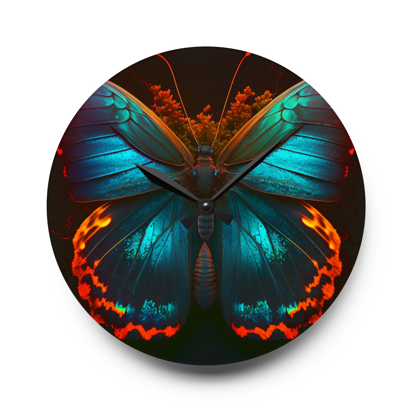 Acrylic Wall Clock Neon Butterfly Flair 3