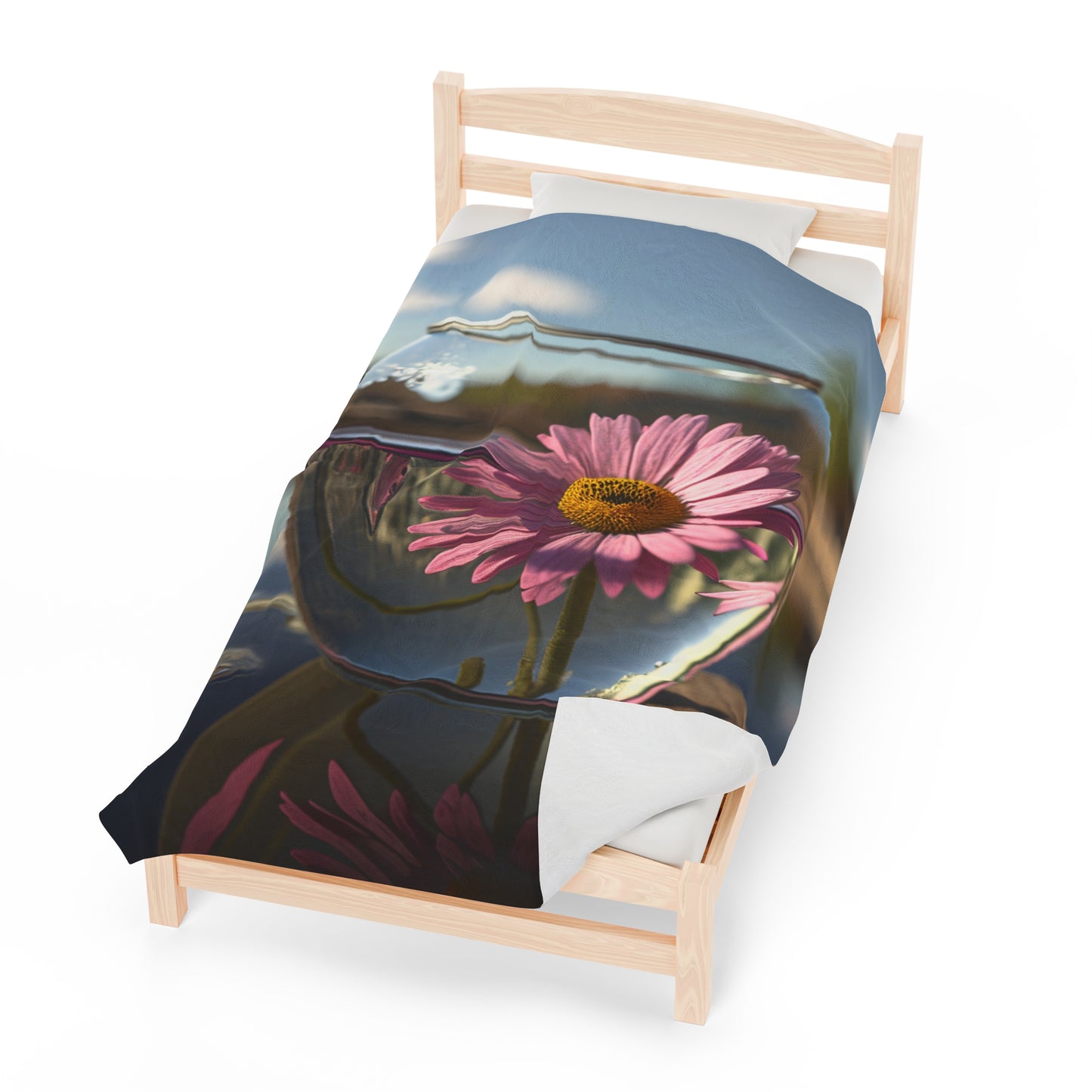 Velveteen Plush Blanket Daisy in a vase 1