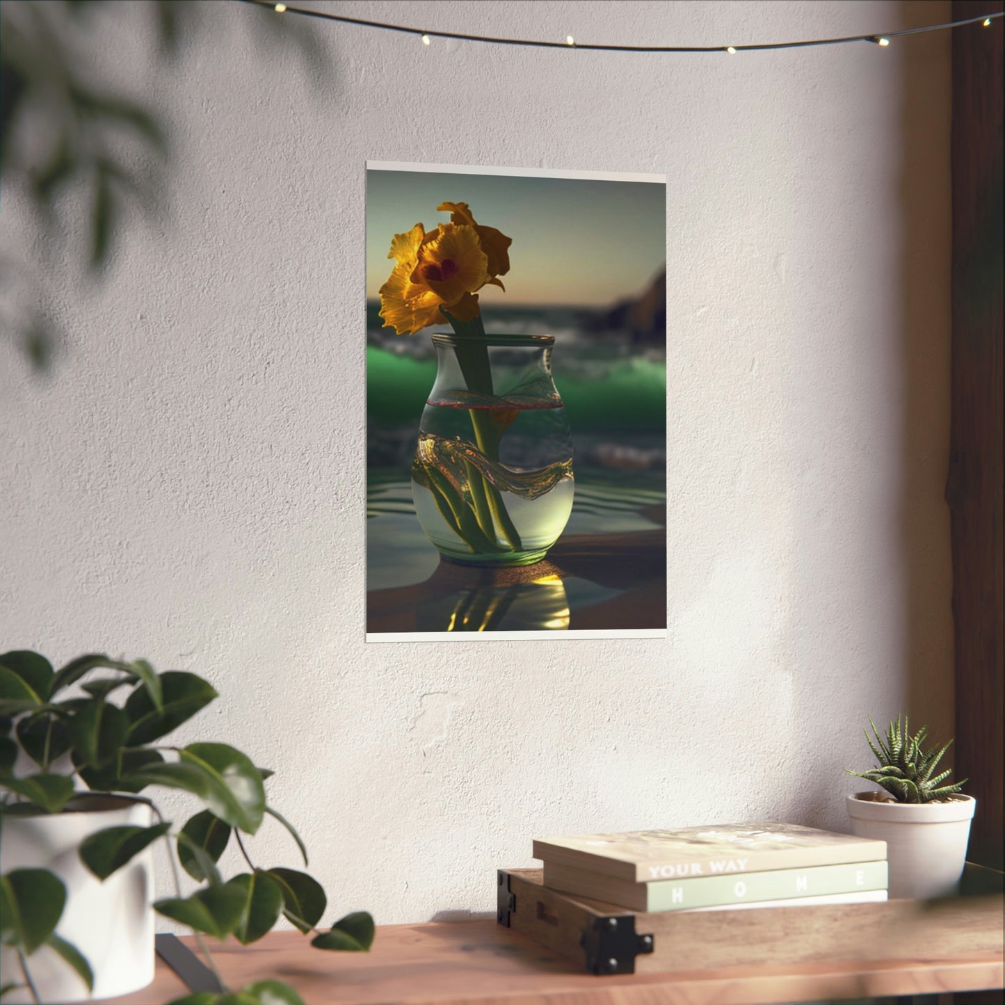 Premium Matte Vertical Posters Yellow Gladiolus glass 1