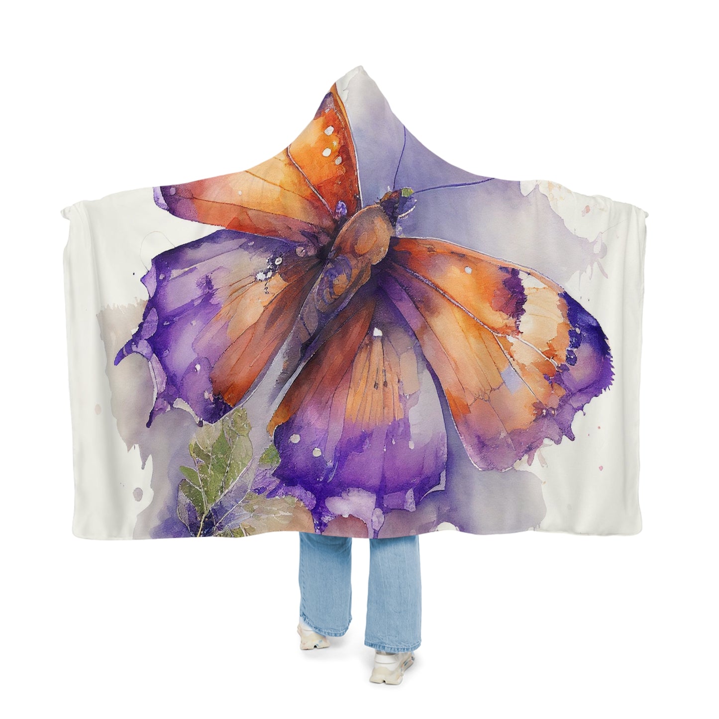 Snuggle Hooded Blanket MerlinRose Watercolor Butterfly 2