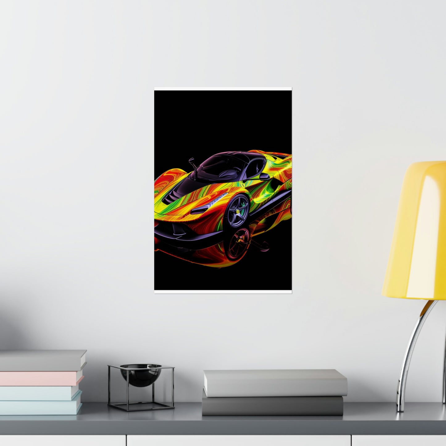 Premium Matte Vertical Posters Ferrari Neon 4