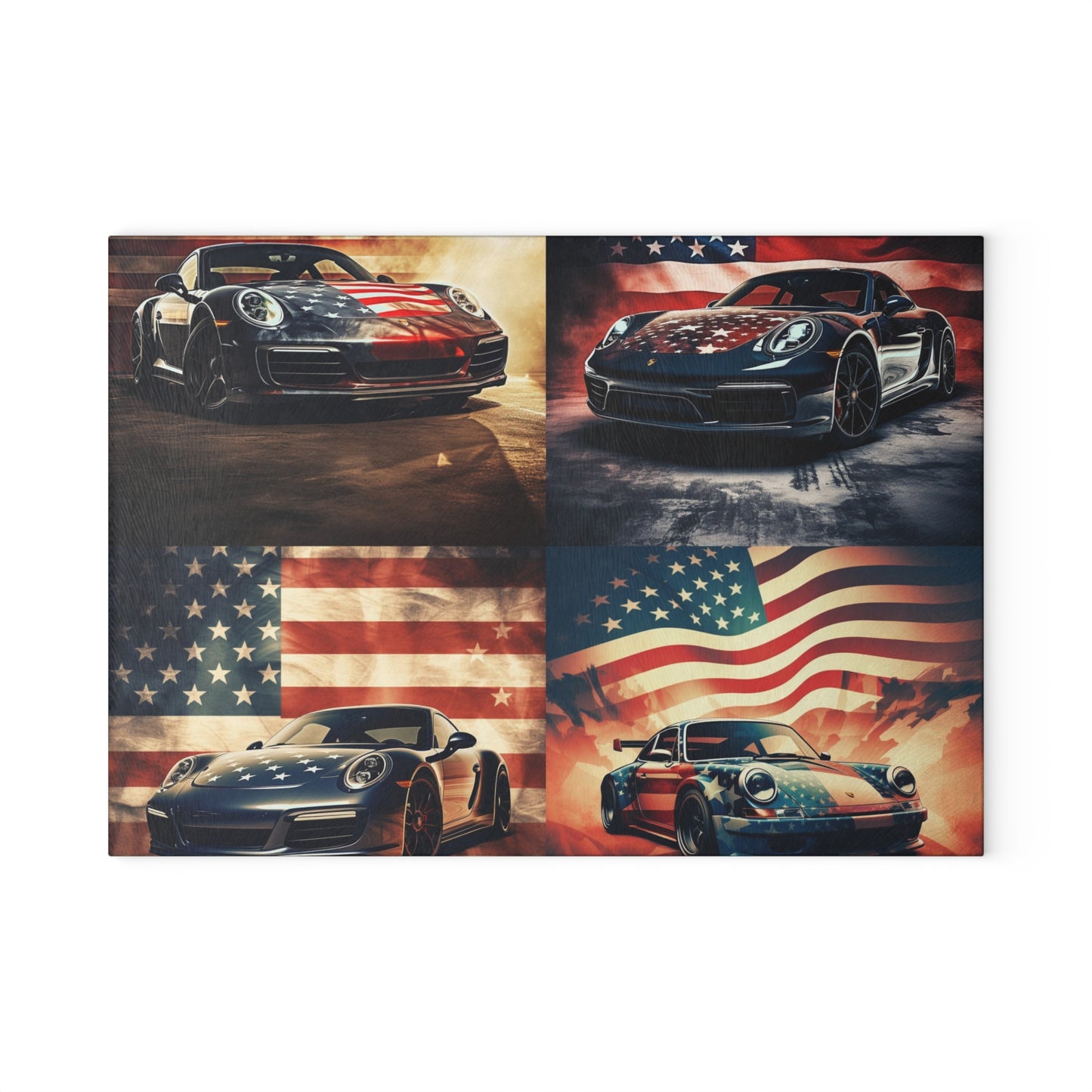 Glass Cutting Board Abstract American Flag Background Porsche 5