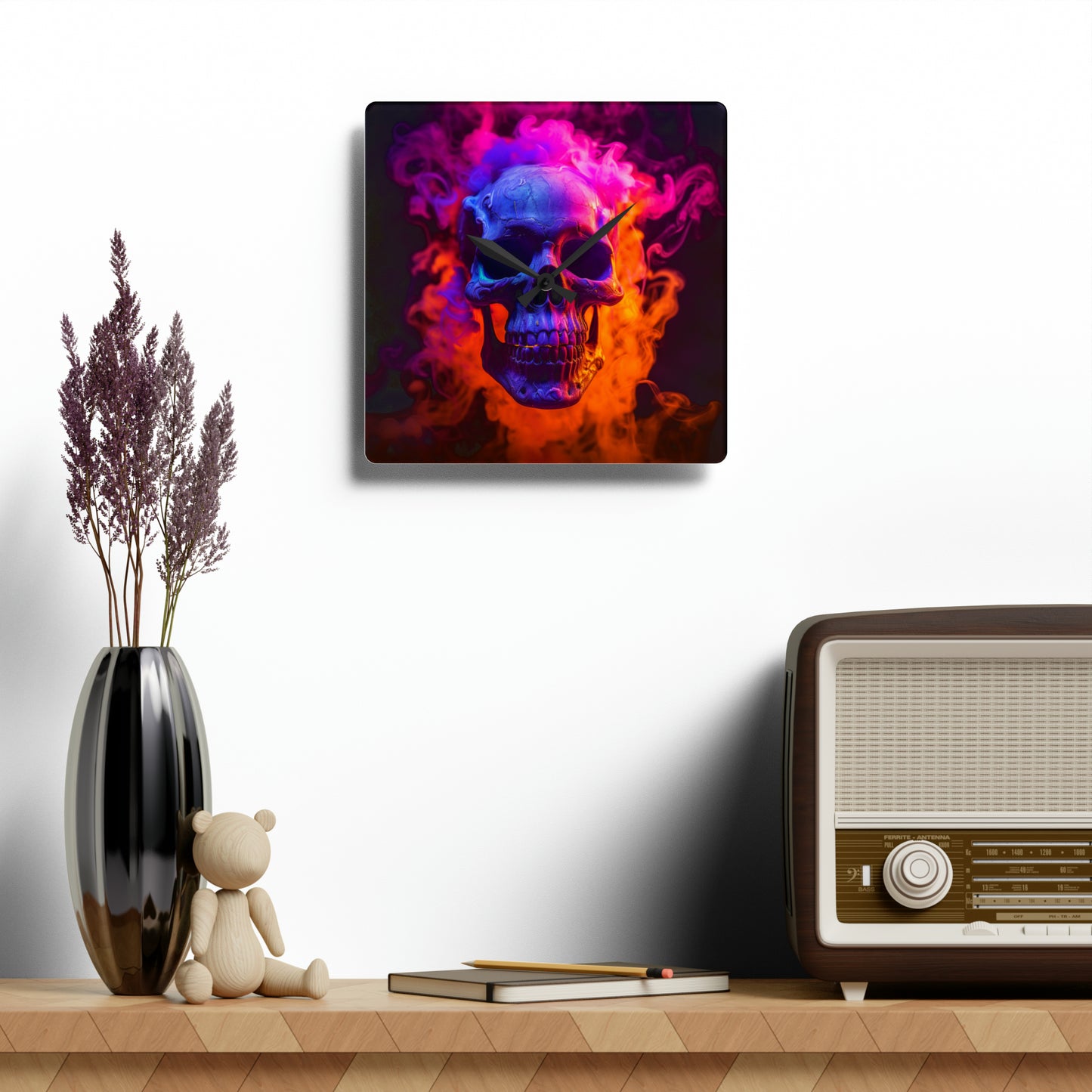 Acrylic Wall Clock Macro Skull 4