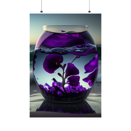 Premium Matte Vertical Posters Purple Sweet pea in a vase 4