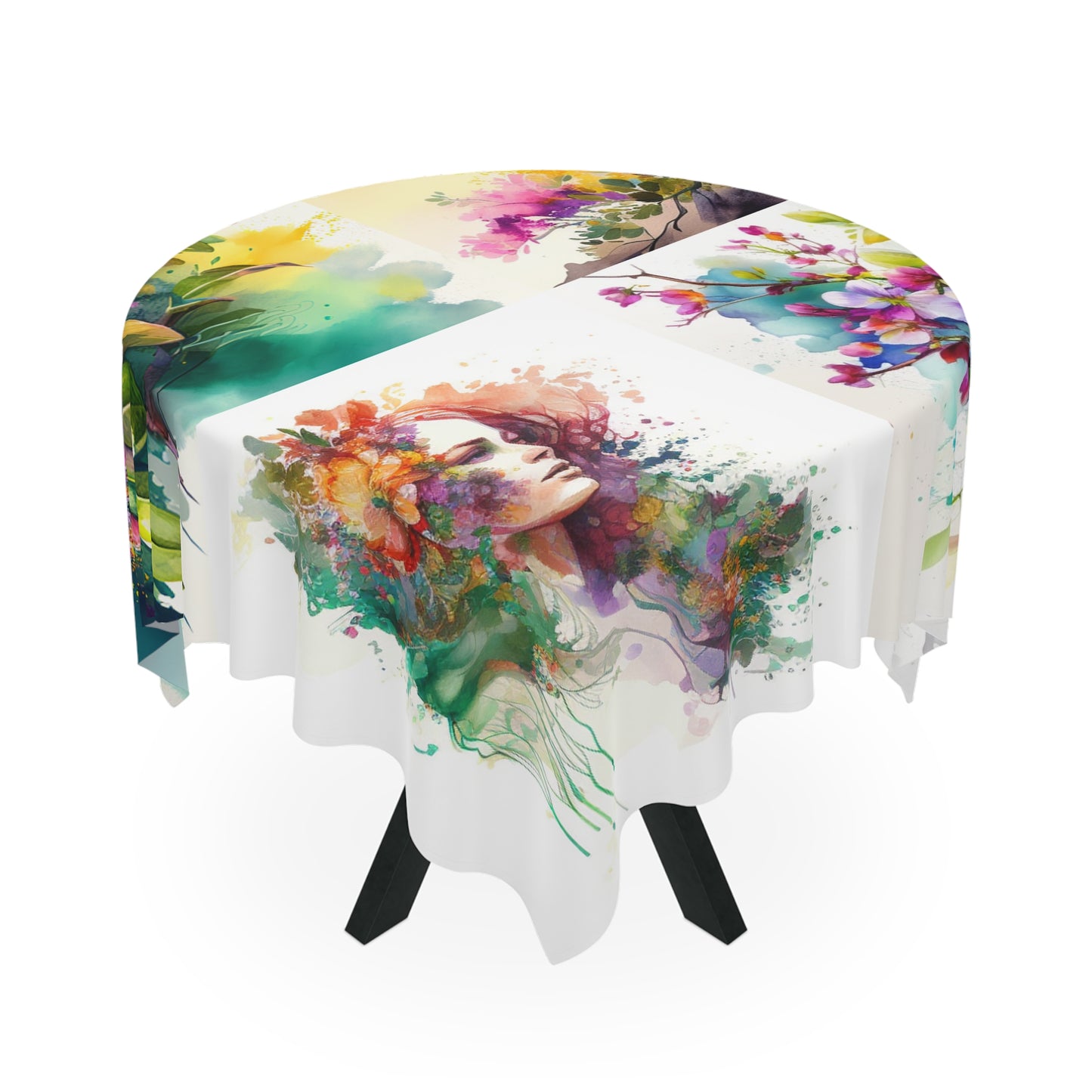 Tablecloth Mother Nature Bright Spring Colors Realistic Watercolor 5