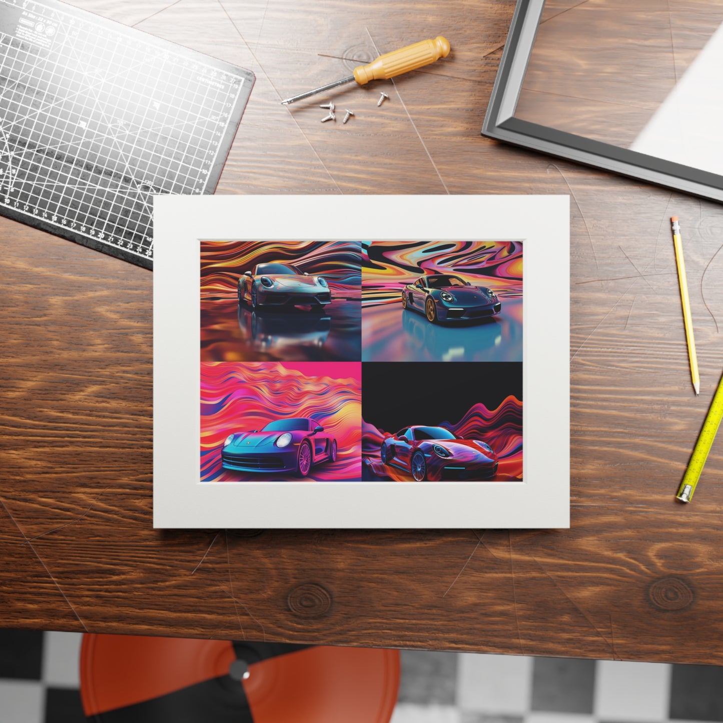 Fine Art Prints (Passepartout Paper Frame) Porsche Water Fusion 5