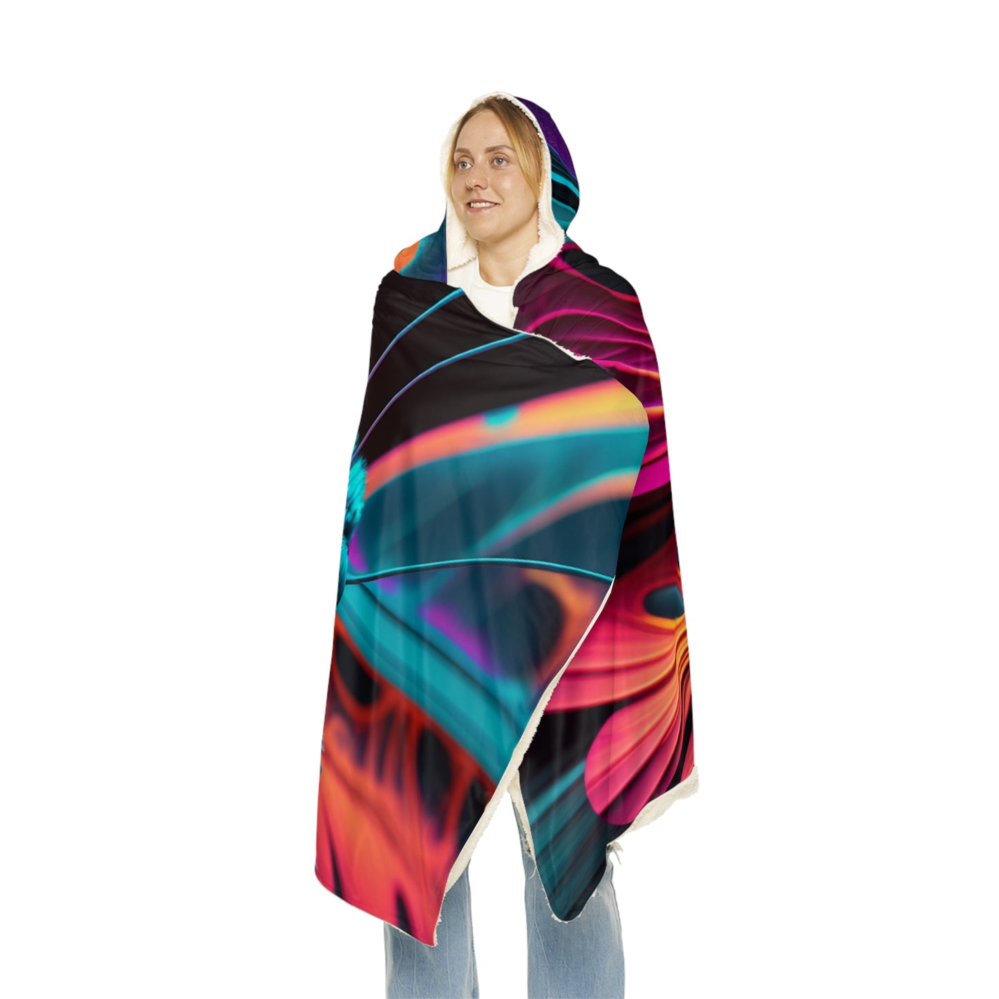 Snuggle Hooded Blanket Neon Butterfly Macro 4