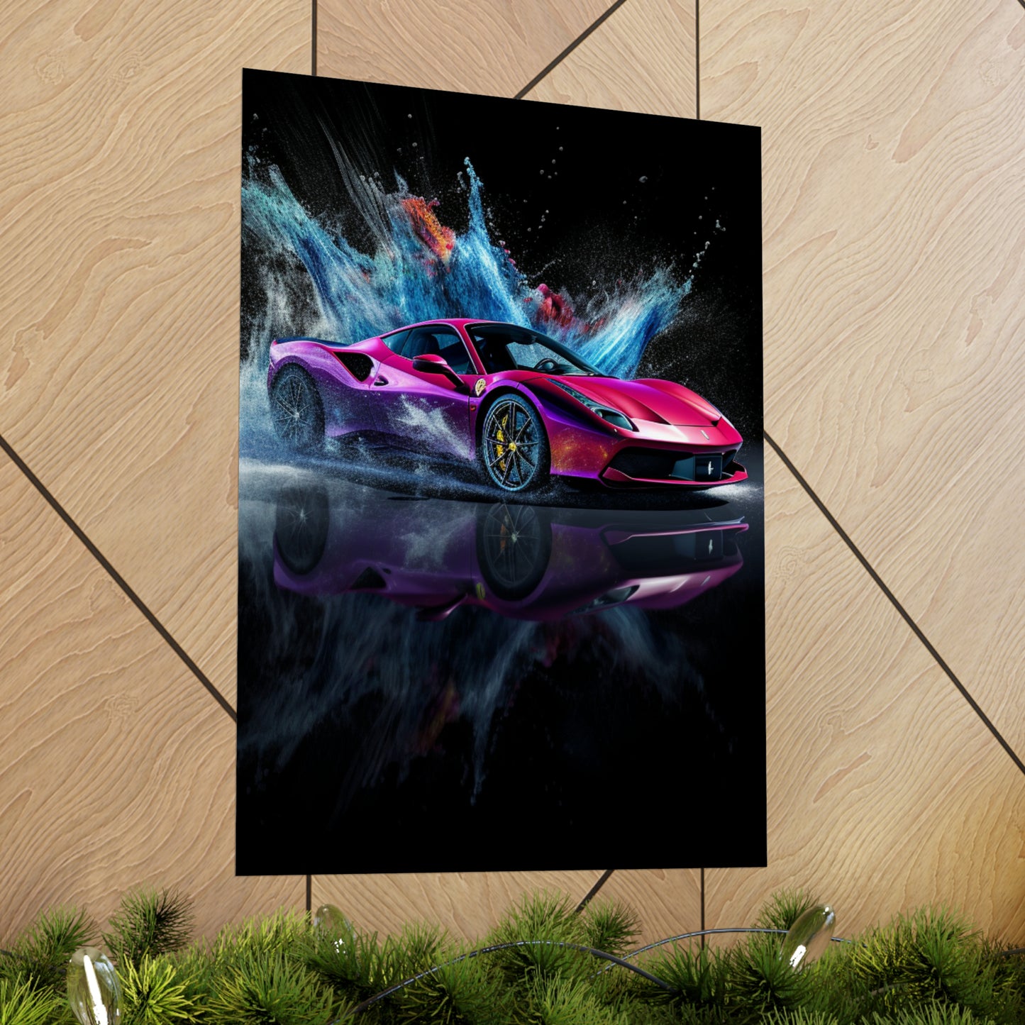 Premium Matte Vertical Posters Ferrari Water Splash 4