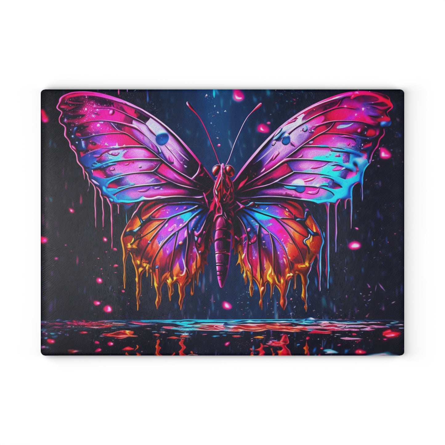 Glass Cutting Board Pink Butterfly Flair 2