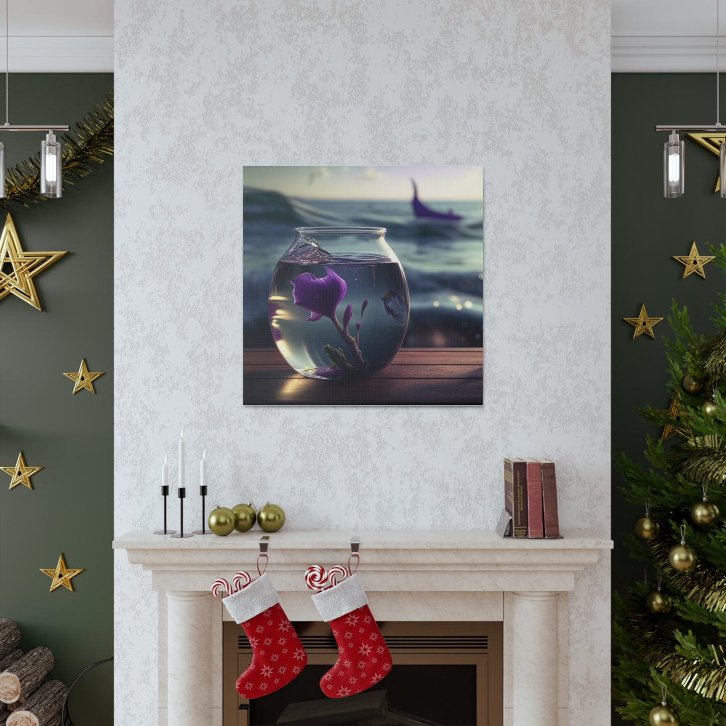 Canvas Gallery Wraps Purple Sweet pea in a vase 1