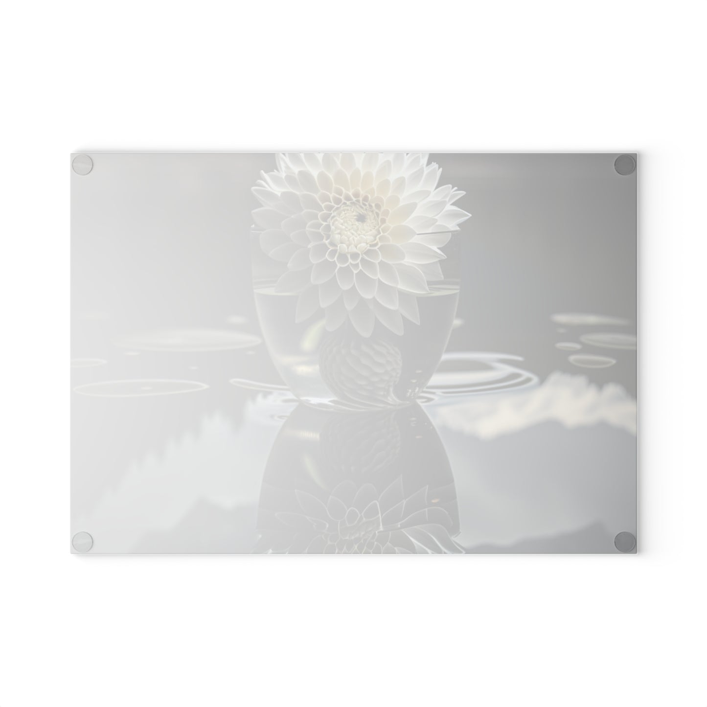 Glass Cutting Board White Dahlia 3