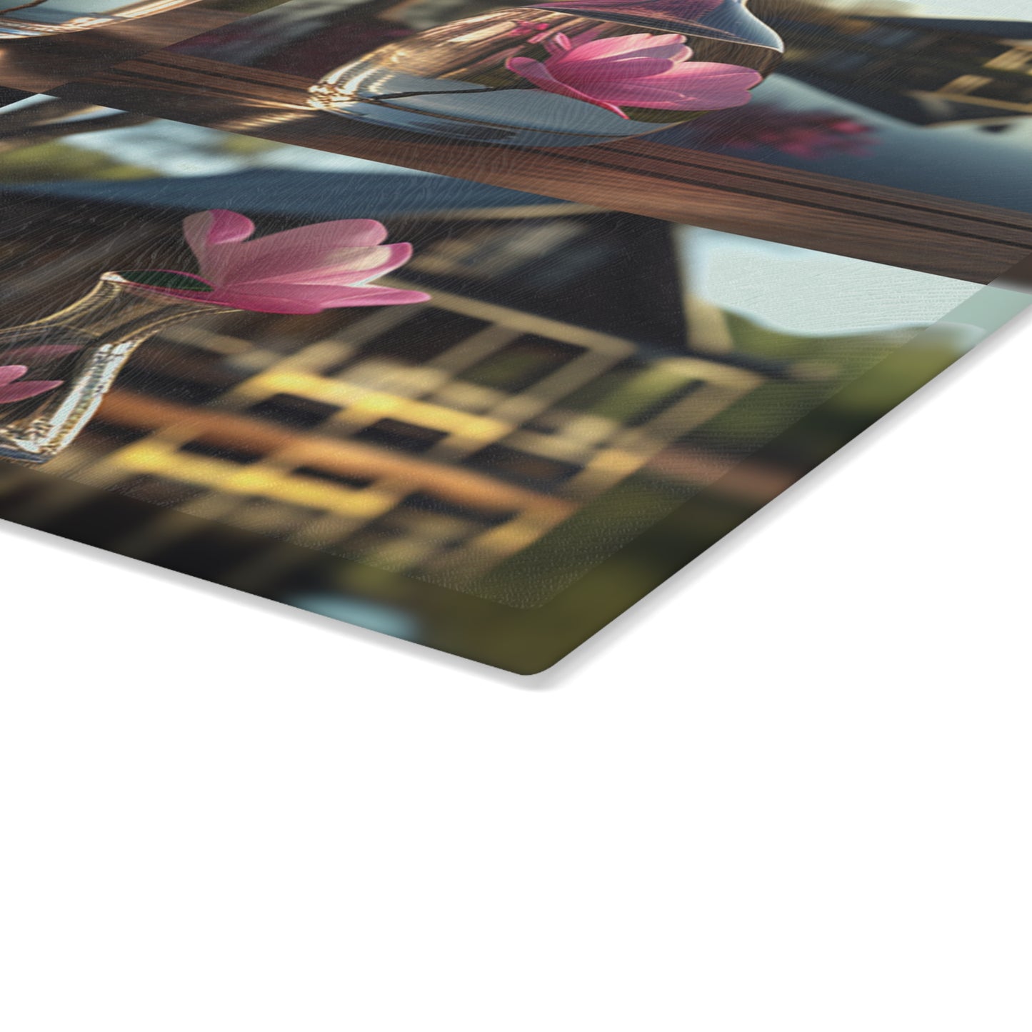 Glass Cutting Board Magnolia in a Glass vase 5