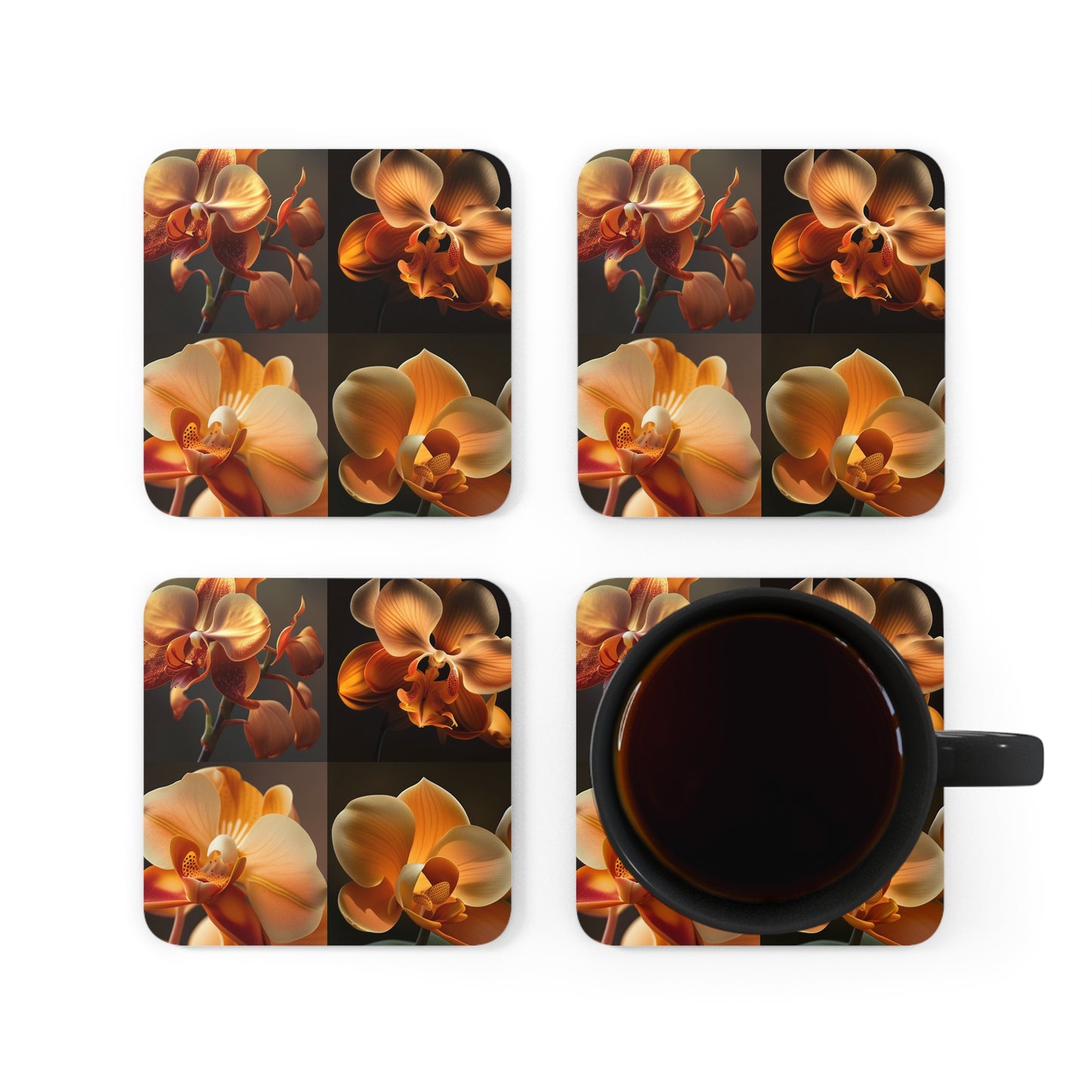 Corkwood Coaster Set Orange Orchid 5