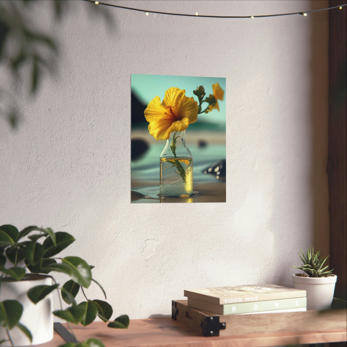 Premium Matte Vertical Posters Yellow Hibiscus glass 3