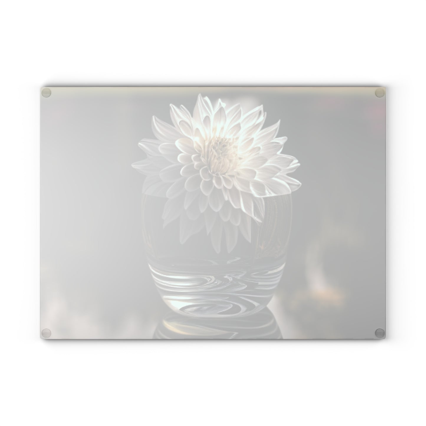 Glass Cutting Board White Dahlia 2