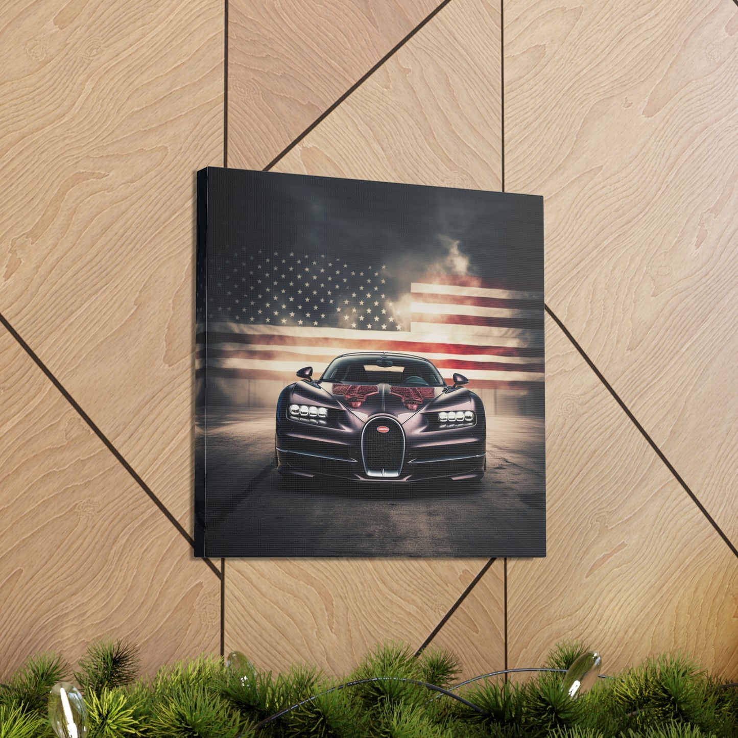 Canvas Gallery Wraps American Flag Background Bugatti 2