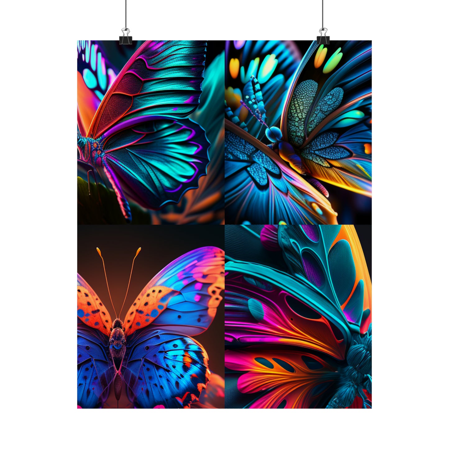 Premium Matte Vertical Posters Neon Butterfly Macro 5