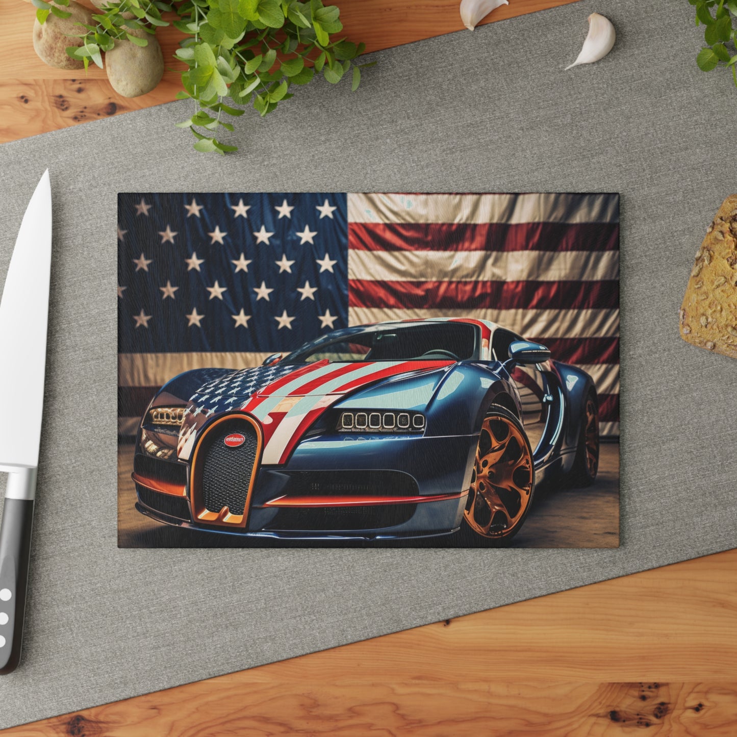 Glass Cutting Board Bugatti Flag American 4