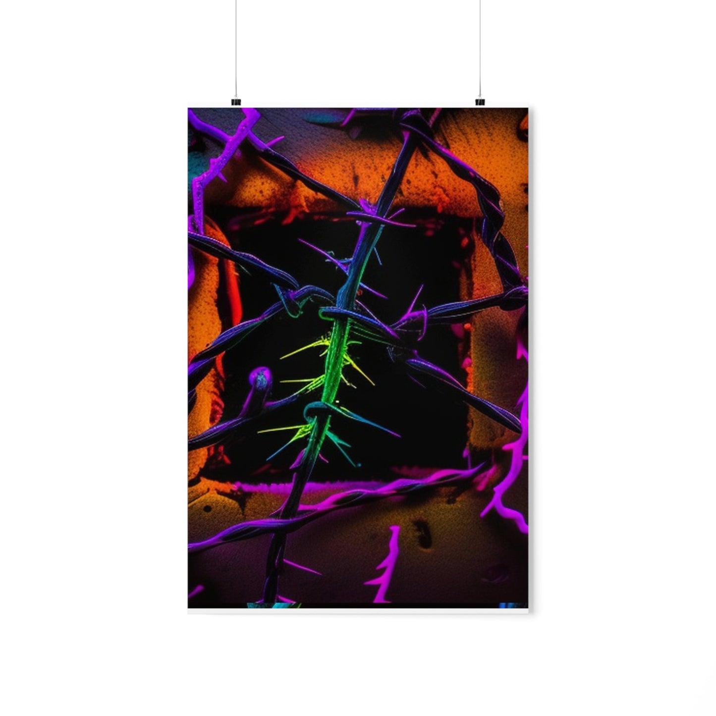 Premium Matte Vertical Posters Macro Neon Barbs 1