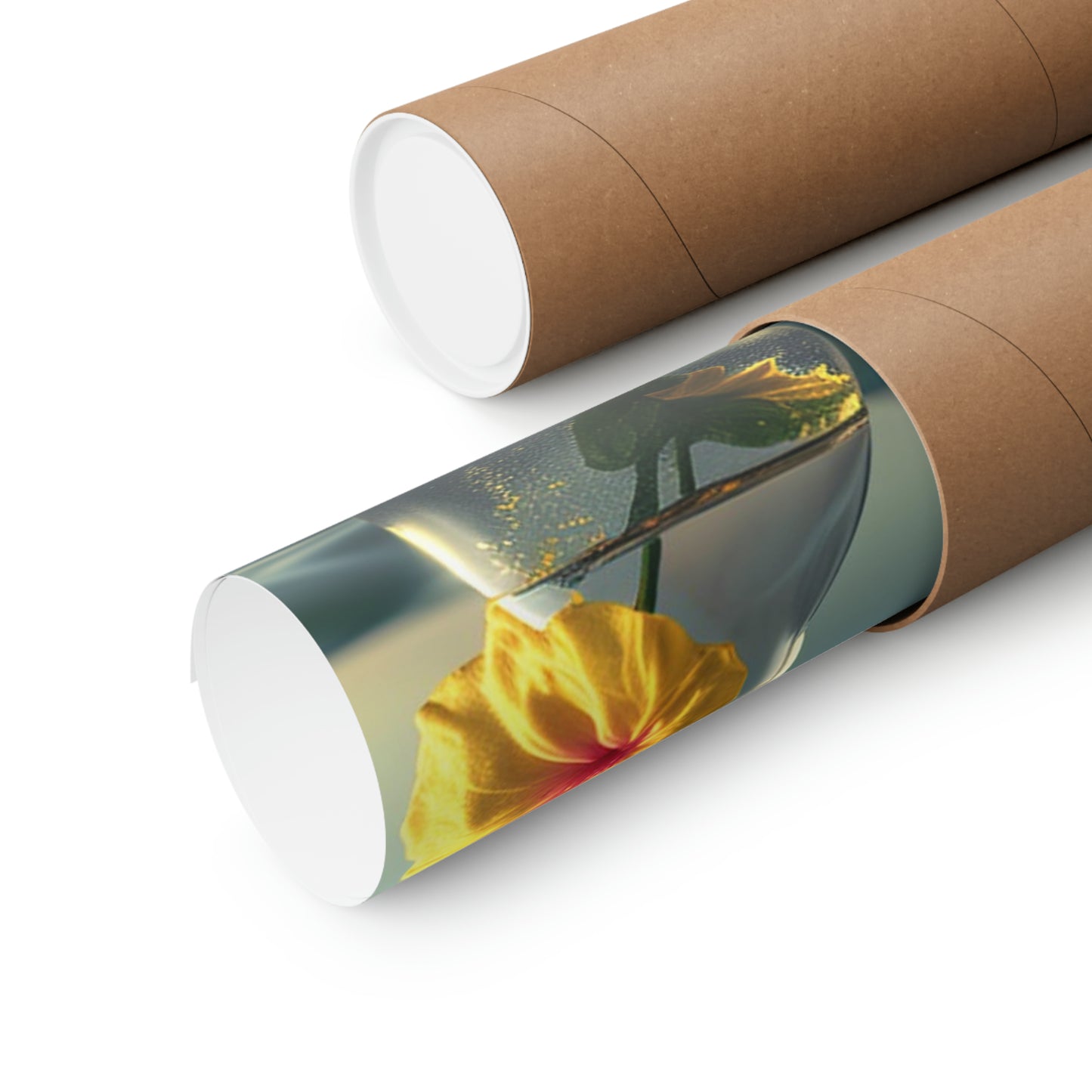 Premium Matte Vertical Posters Yellow Hibiscus glass 2