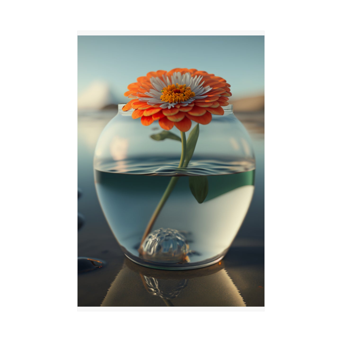 Premium Matte Vertical Posters Orange Zinnia 3