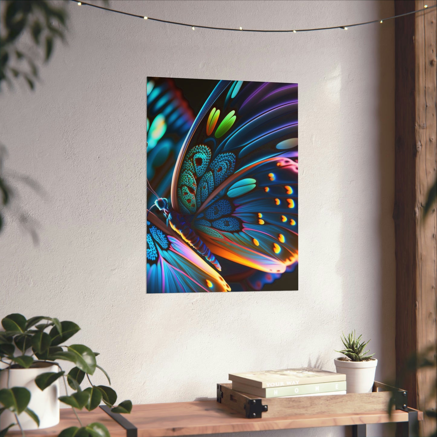 Premium Matte Vertical Posters Neon Butterfly Macro 2