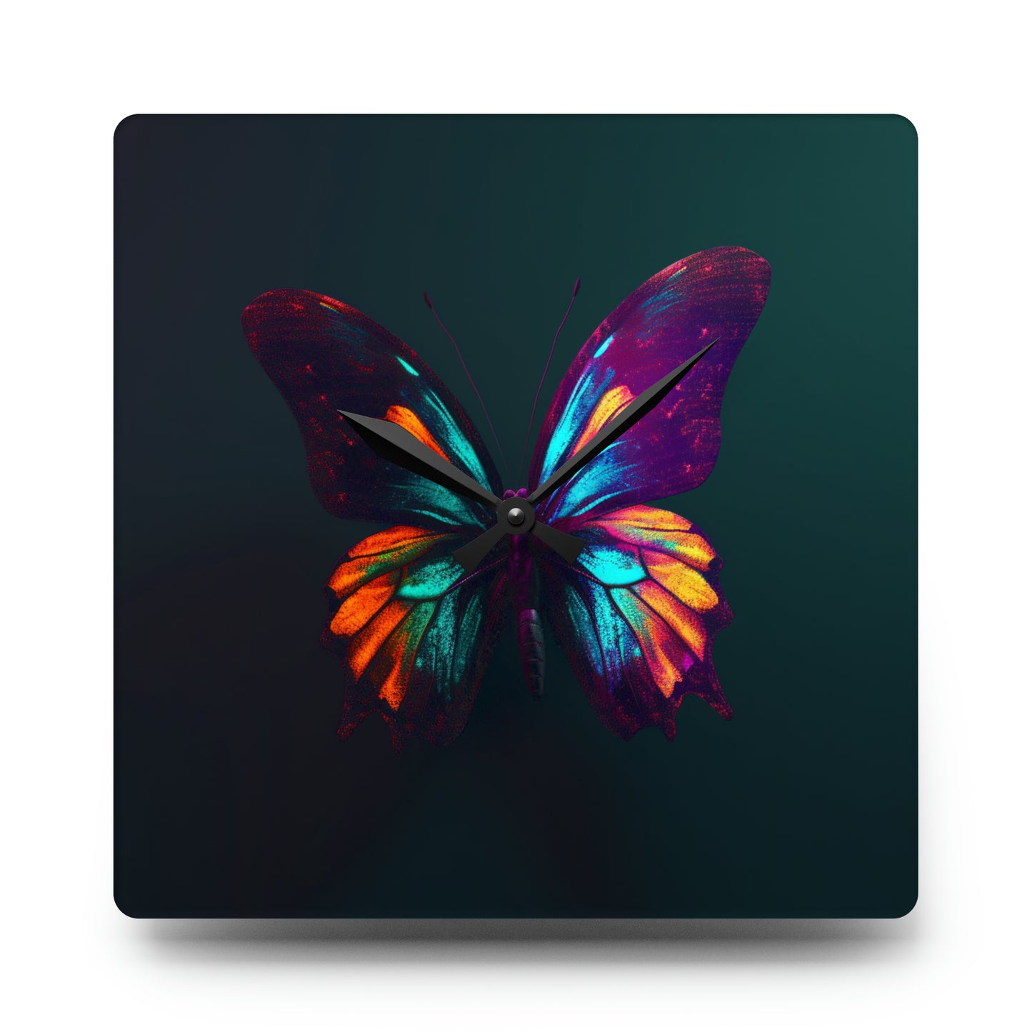 Acrylic Wall Clock Hyper Colorful Butterfly Macro 4