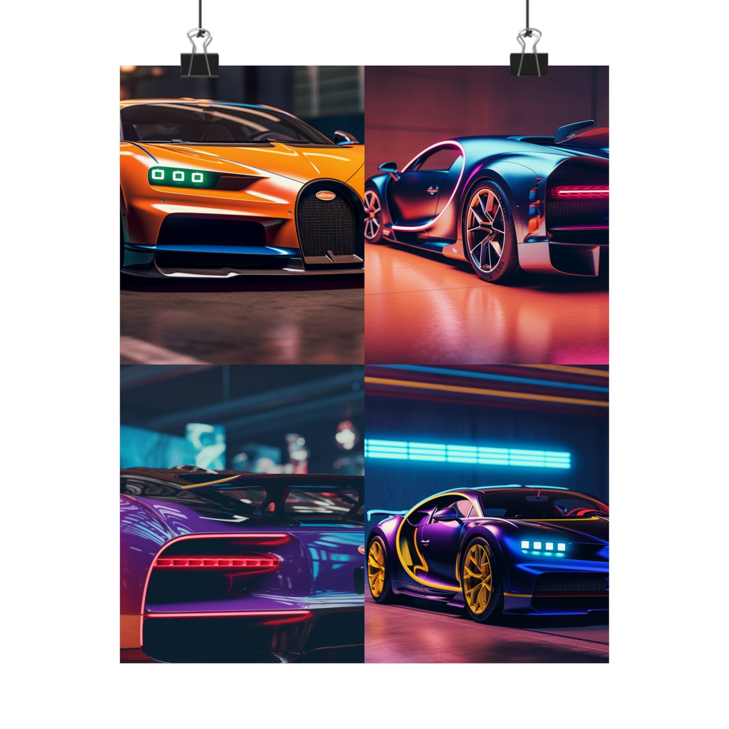 Premium Matte Vertical Posters Hyper Bugatti Neon Chiron 5