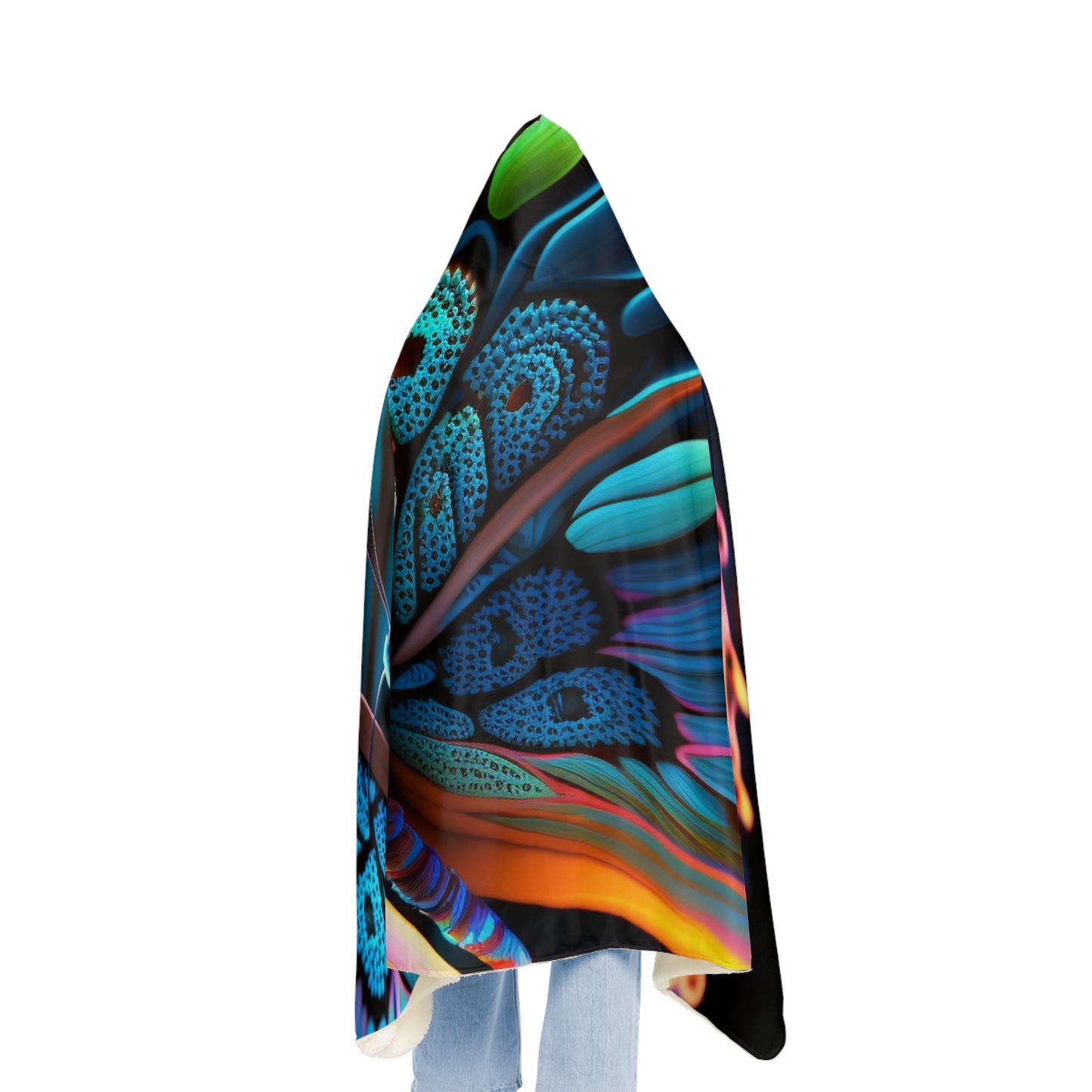 Snuggle Hooded Blanket Neon Butterfly Macro 2