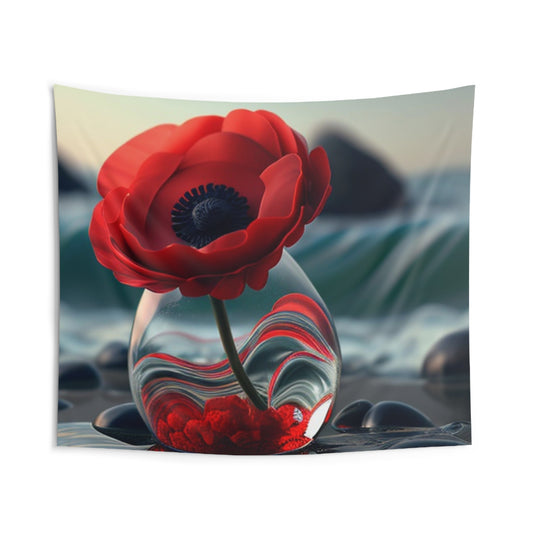 Indoor Wall Tapestries Red Anemone in a Vase 1