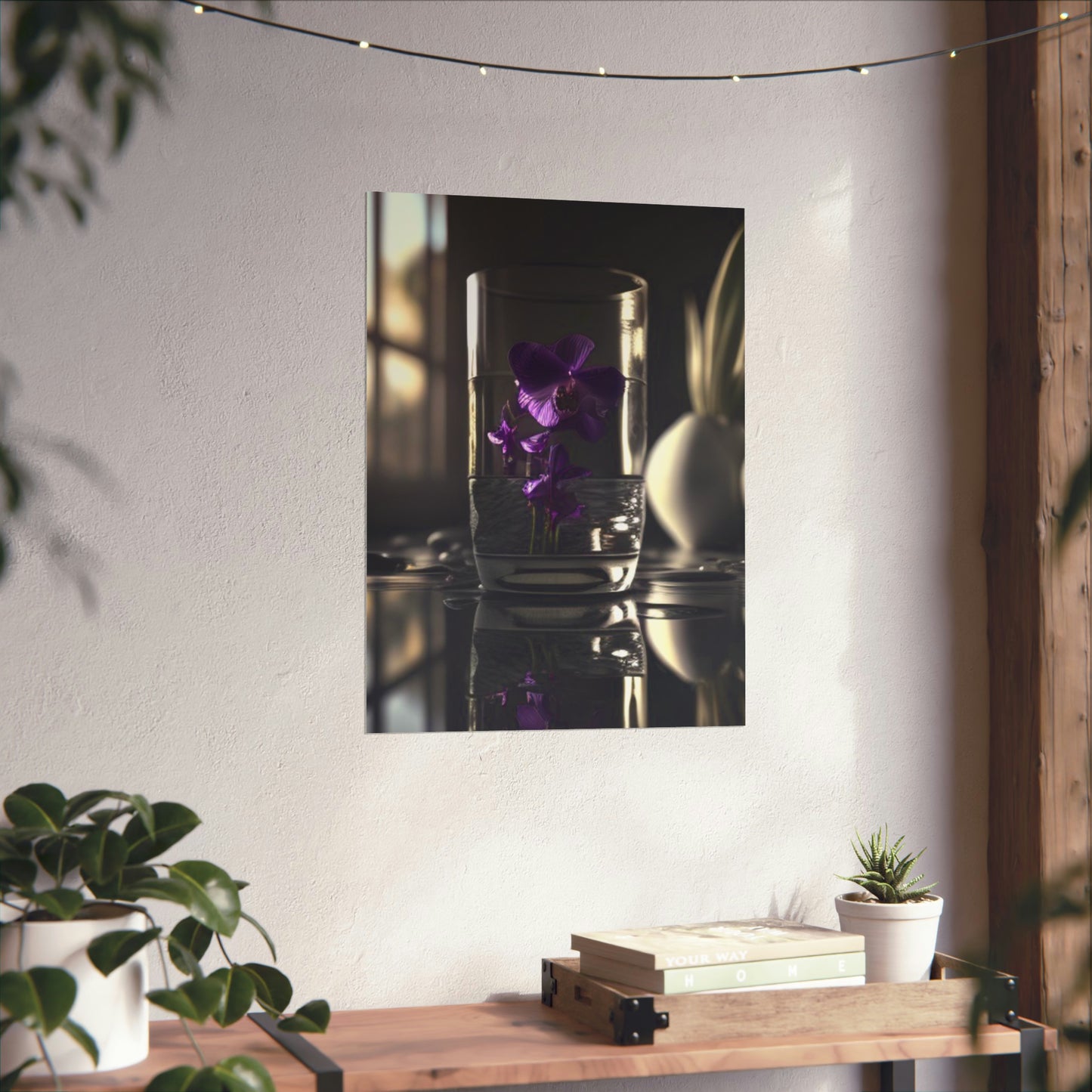 Premium Matte Vertical Posters Purple Orchid Glass vase 4