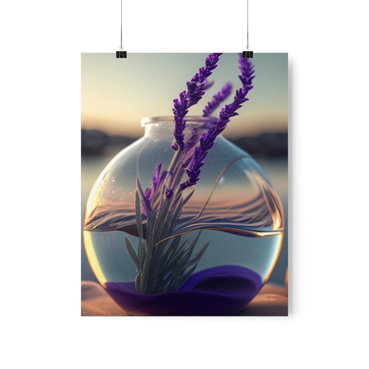 Premium Matte Vertical Posters Lavender in a vase 3