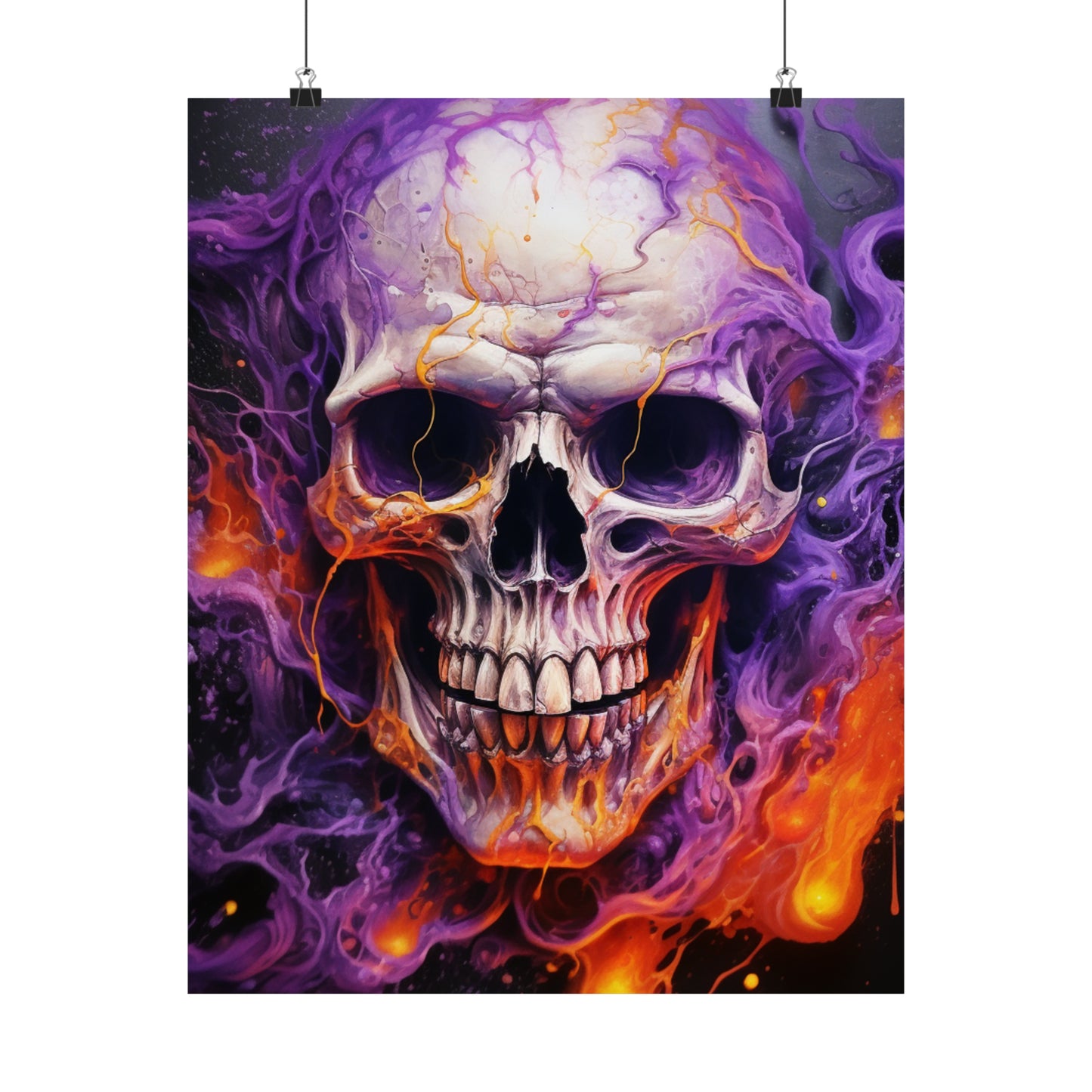 Premium Matte Vertical Posters Skull Flames 2