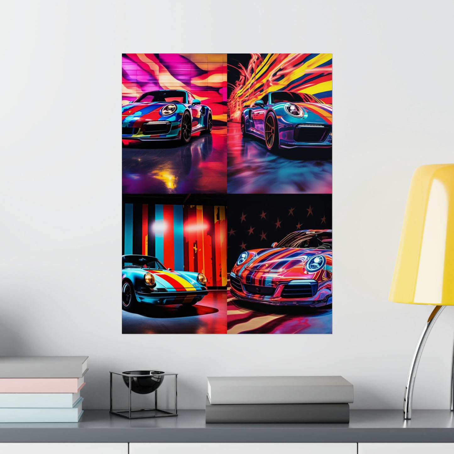 Premium Matte Vertical Posters Macro American Flag Porsche 5