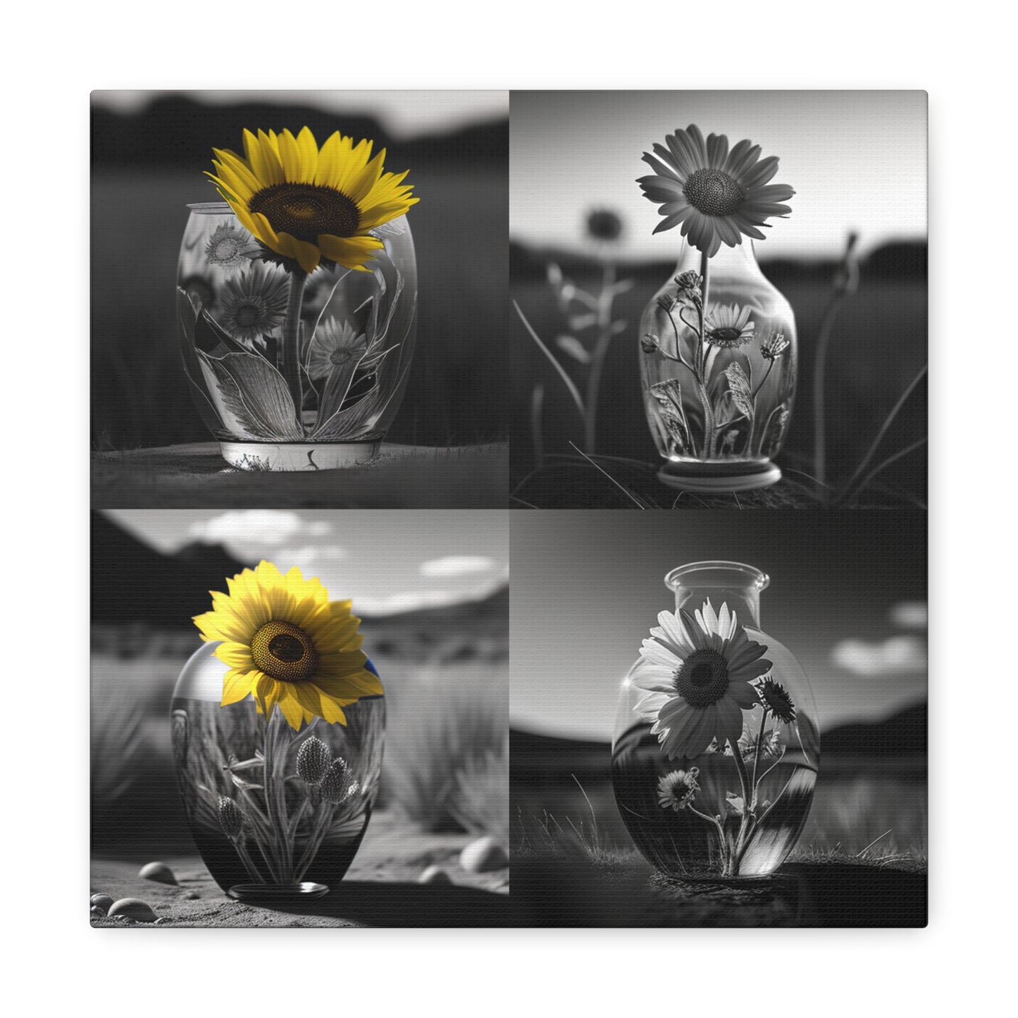 Canvas Gallery Wraps Yellw Sunflower in a vase 5