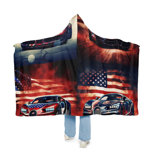 Snuggle Hooded Blanket Abstract American Flag Background Bugatti 5