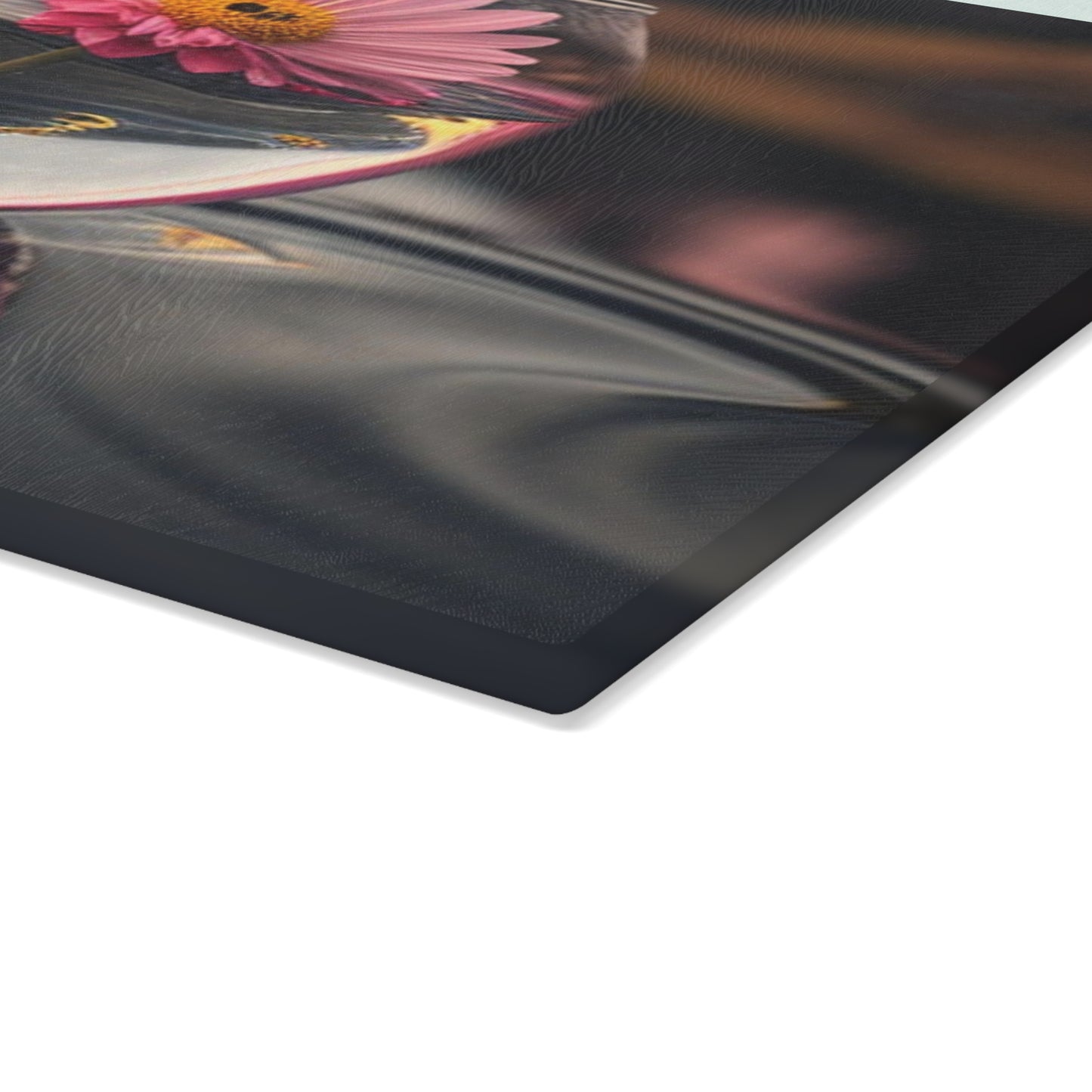 Glass Cutting Board Pink Daisy 1