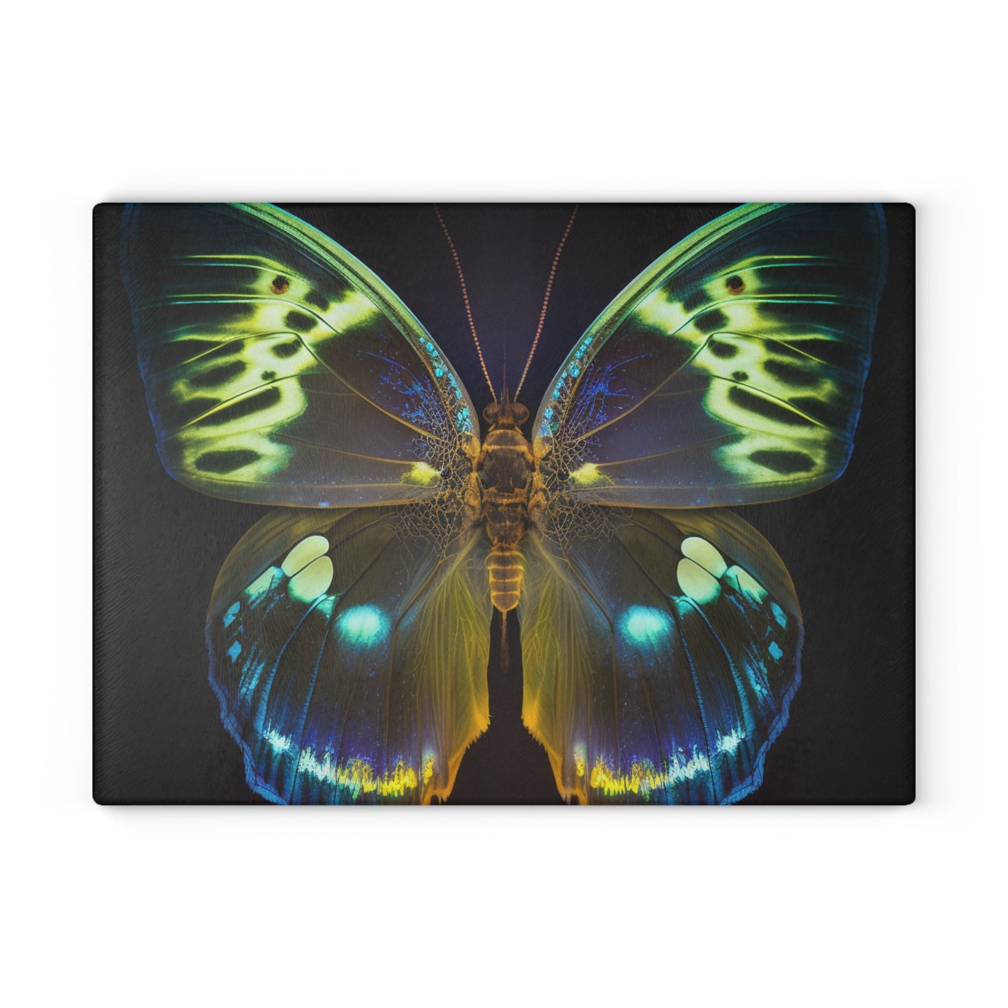 Glass Cutting Board Neon Hue Butterfly 1