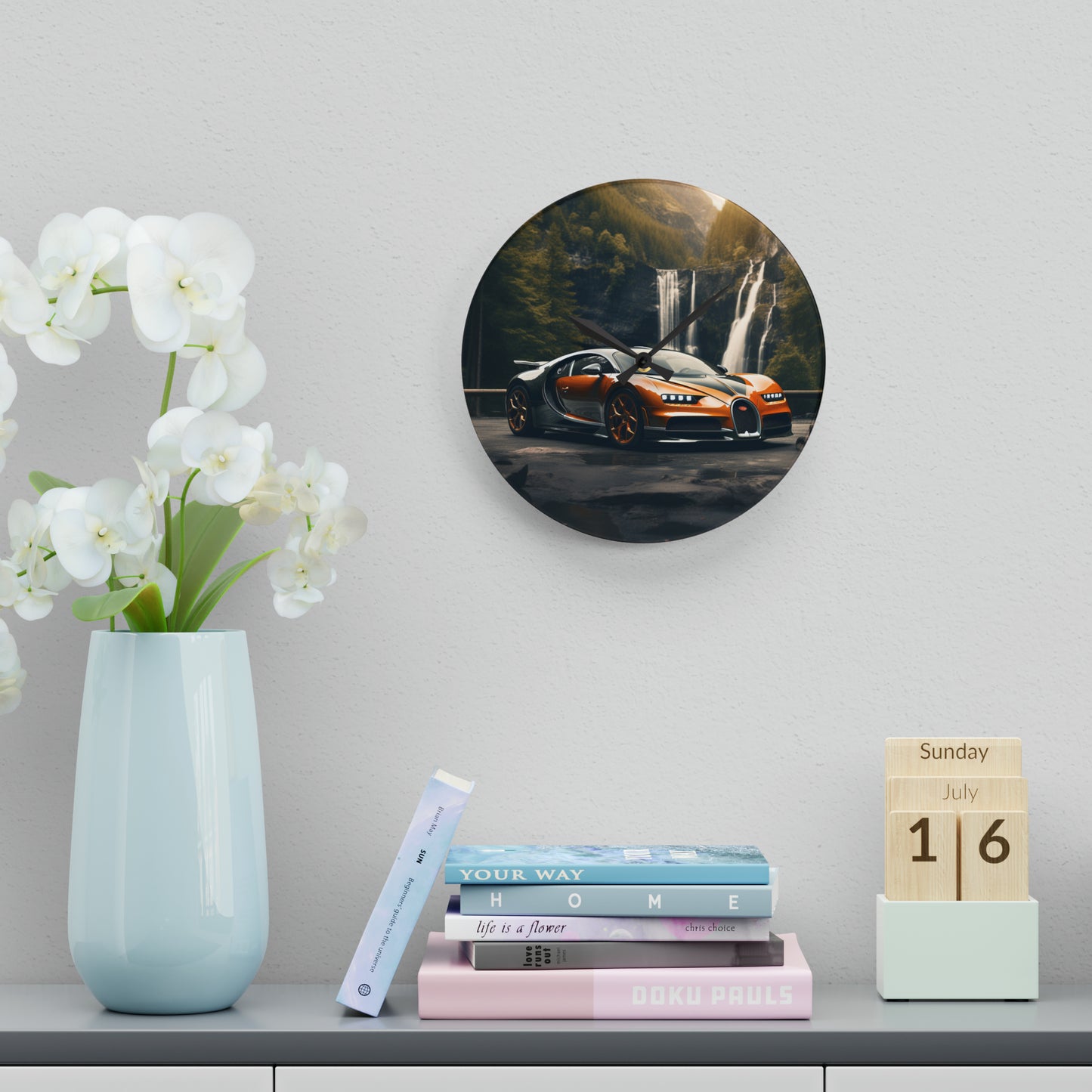 Acrylic Wall Clock Bugatti Waterfall 3