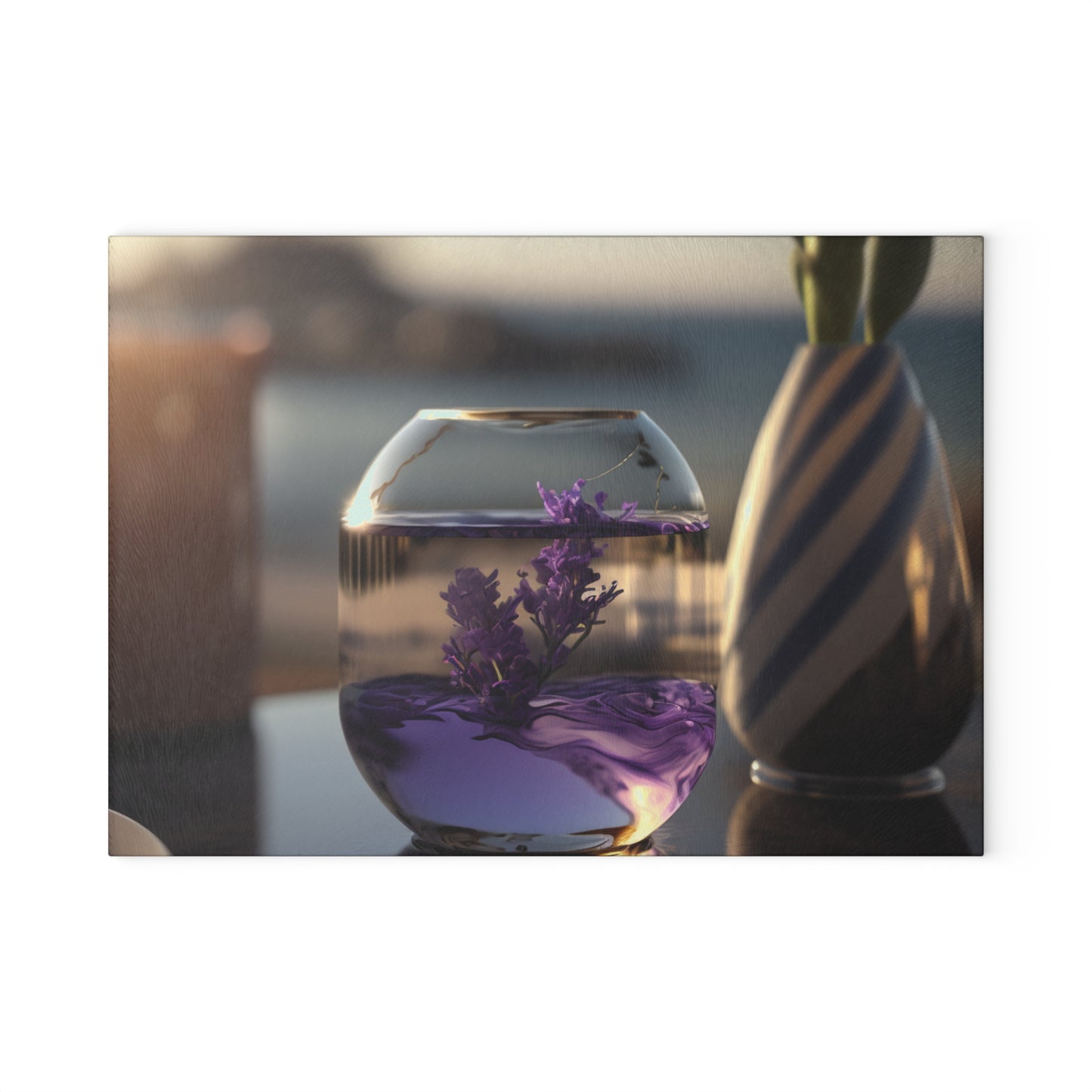Glass Cutting Board Lavender in a vase 1