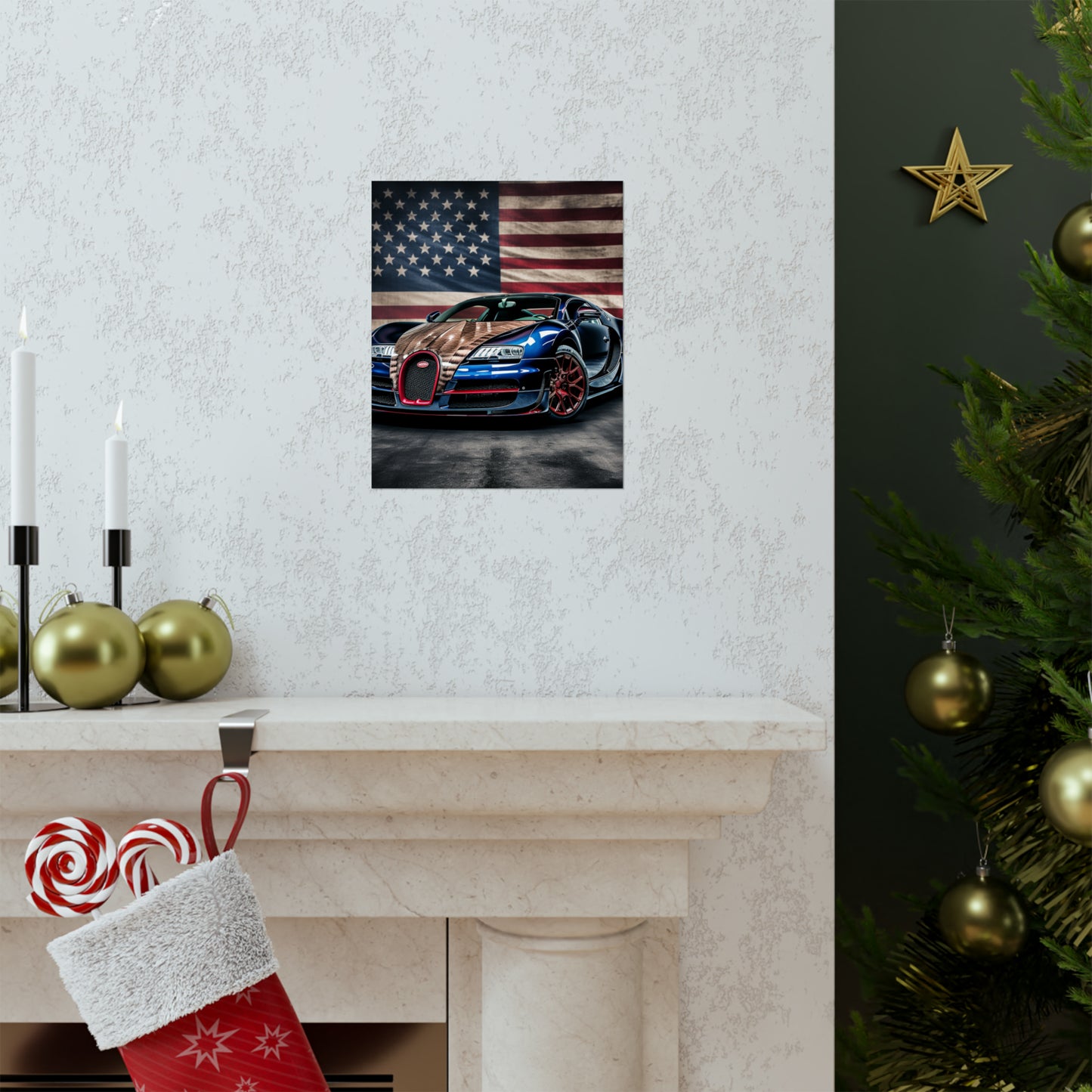 Premium Matte Vertical Posters Bugatti American Flag 4