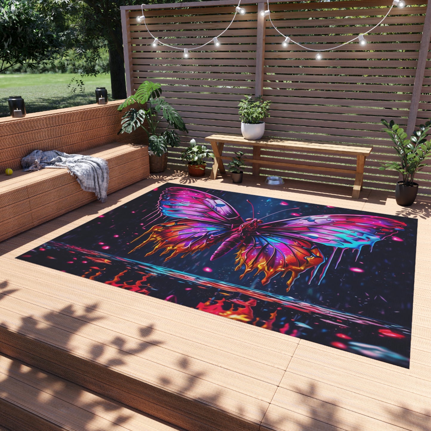 Outdoor Rug  Pink Butterfly Flair 2