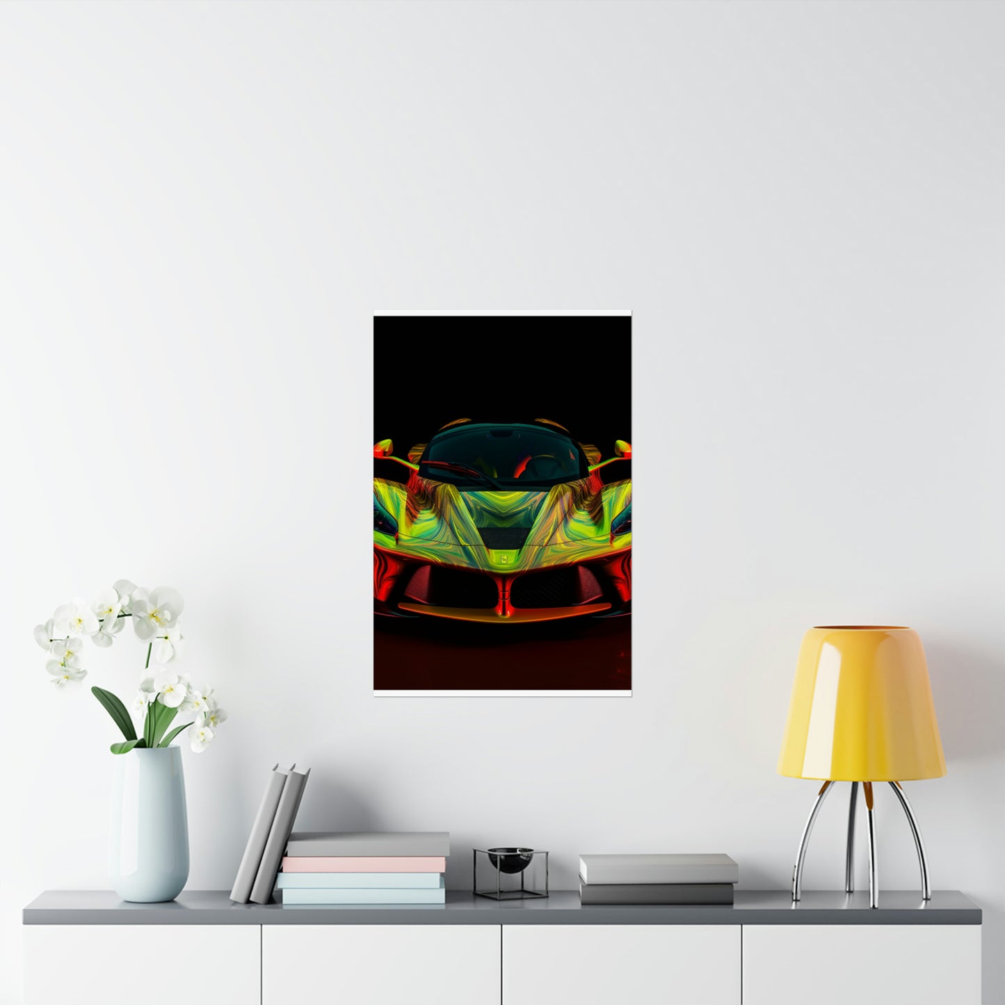 Premium Matte Vertical Posters Ferrari Neon 1