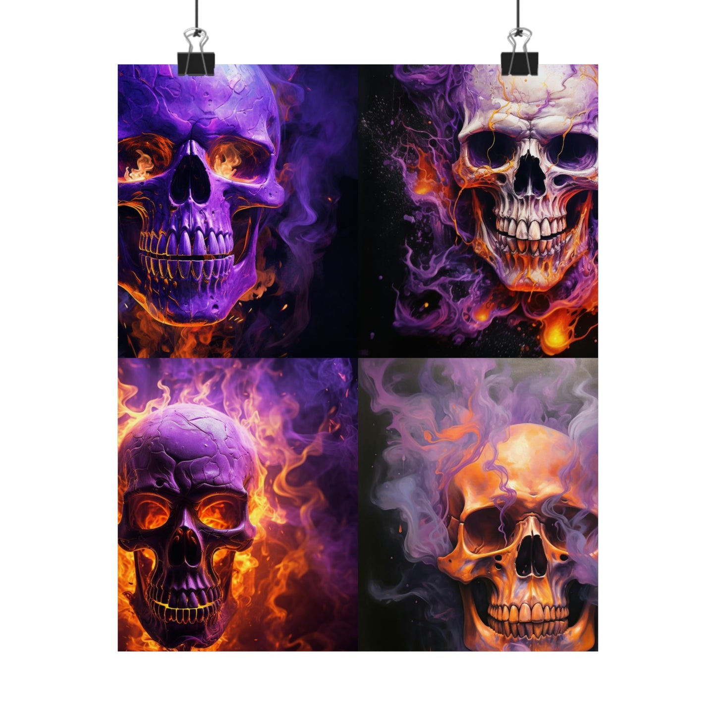 Premium Matte Vertical Posters Skull Flames 5