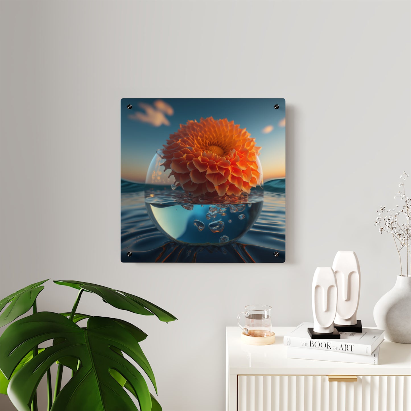 Acrylic Wall Art Panels Dahlia Orange 4