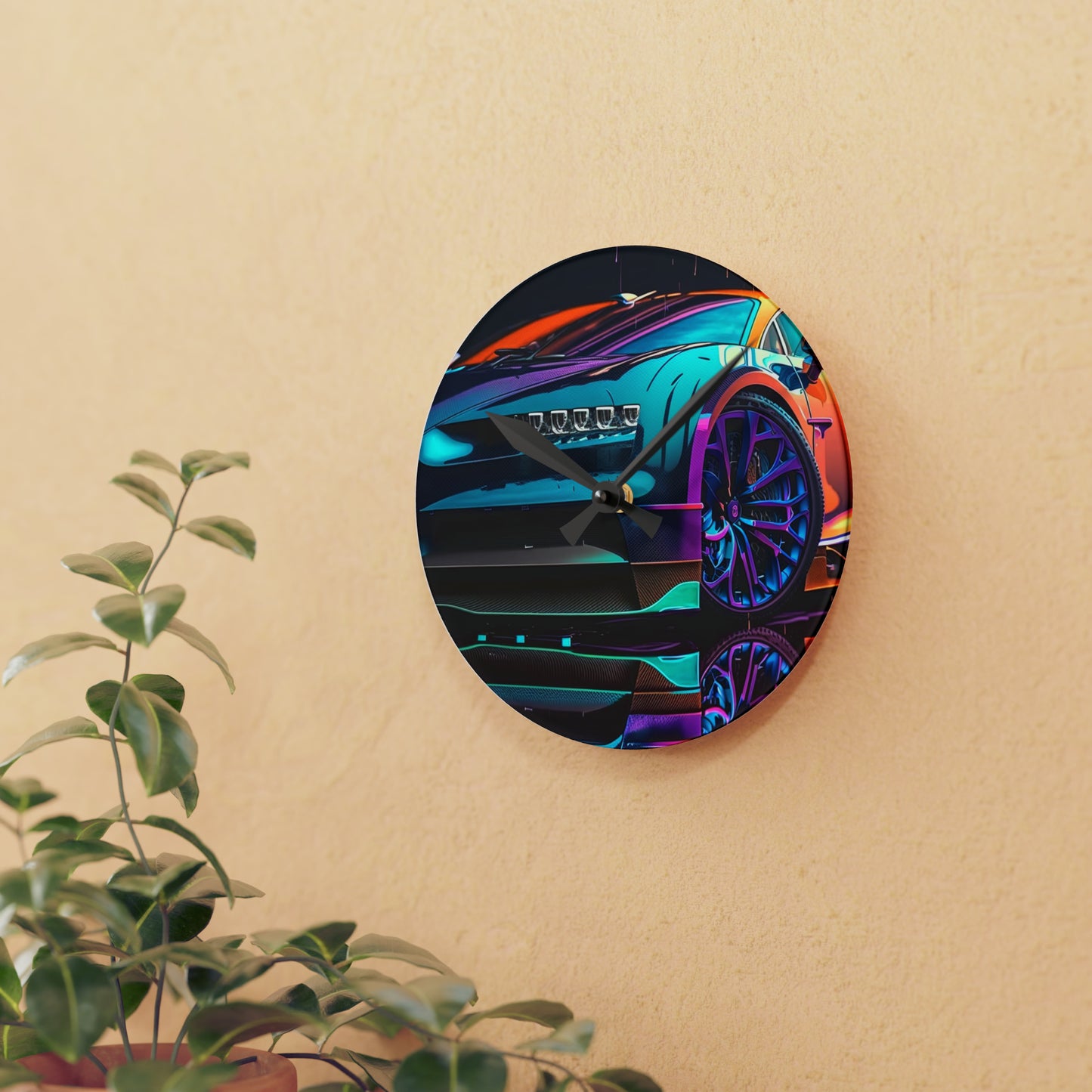 Acrylic Wall Clock Bugatti Neon Chiron 1